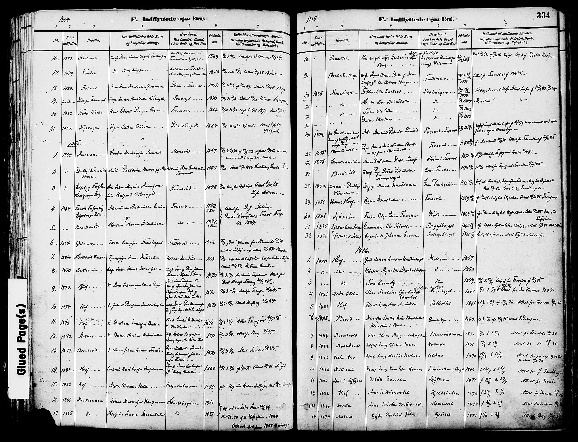 Grue prestekontor, SAH/PREST-036/H/Ha/Haa/L0012: Parish register (official) no. 12, 1881-1897, p. 334