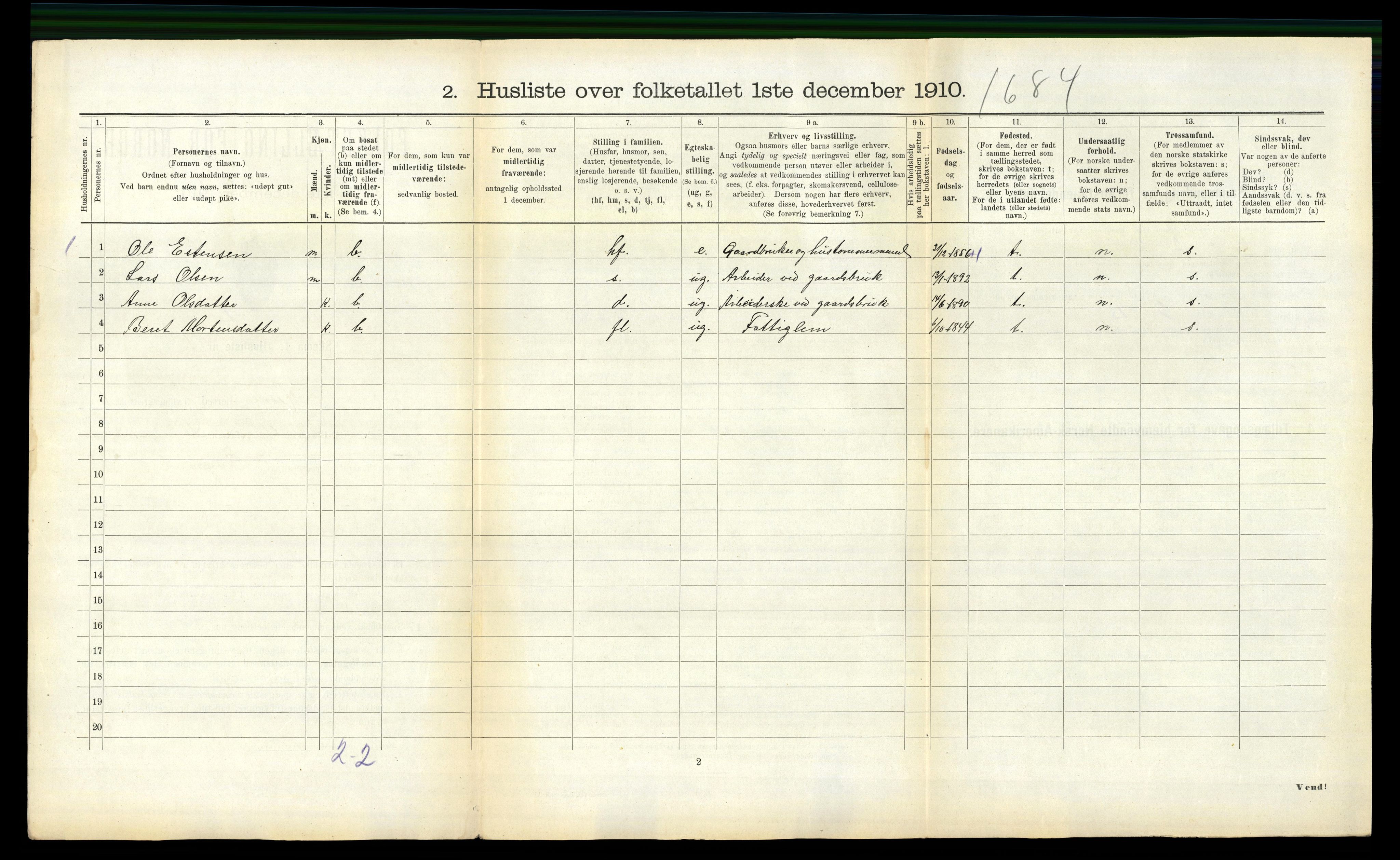 RA, 1910 census for Hemne, 1910, p. 670