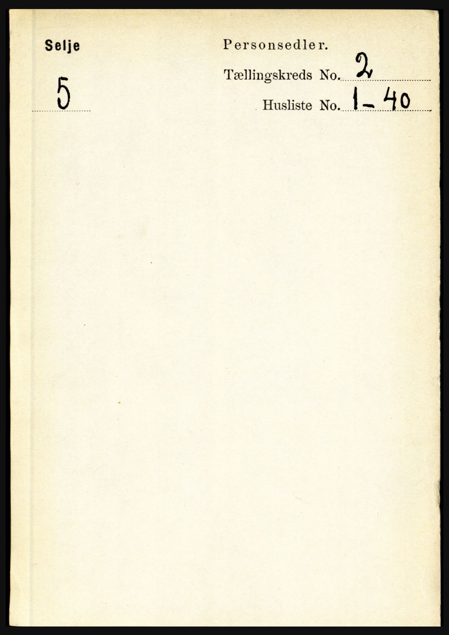 RA, 1891 census for 1441 Selje, 1891, p. 390