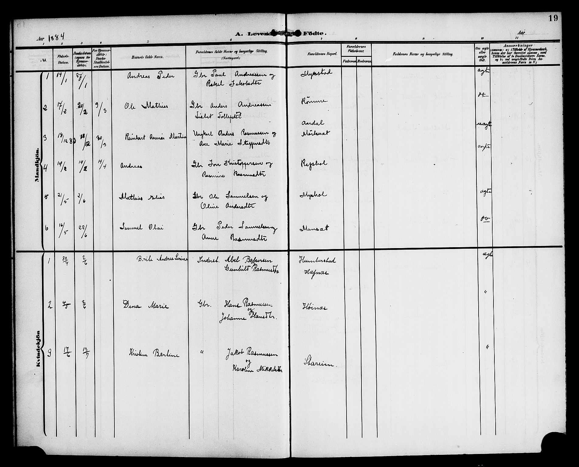 Eid sokneprestembete, SAB/A-82301/H/Haa/Haac/L0001: Parish register (official) no. C 1, 1879-1899, p. 19