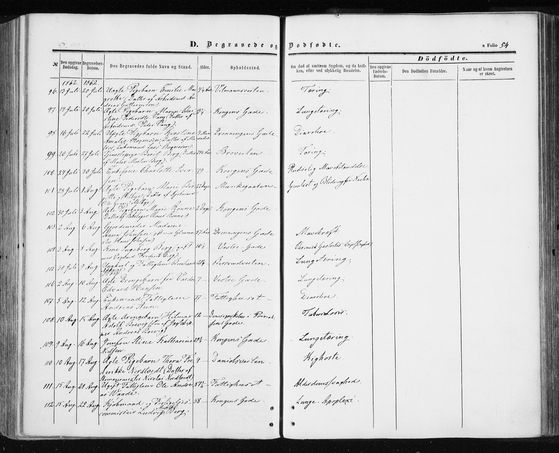 Ministerialprotokoller, klokkerbøker og fødselsregistre - Sør-Trøndelag, AV/SAT-A-1456/601/L0053: Parish register (official) no. 601A21, 1857-1865, p. 54