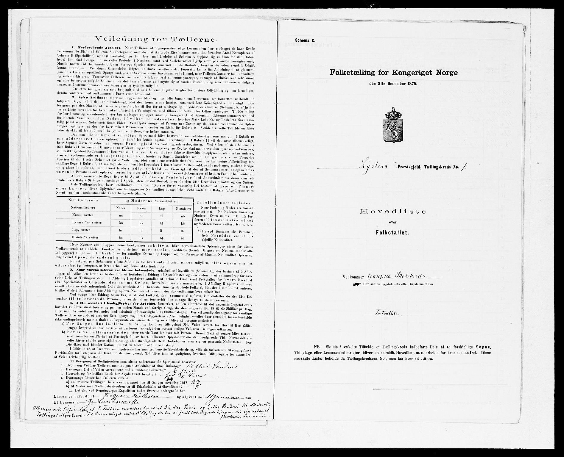 SAB, 1875 census for 1426P Luster, 1875, p. 22