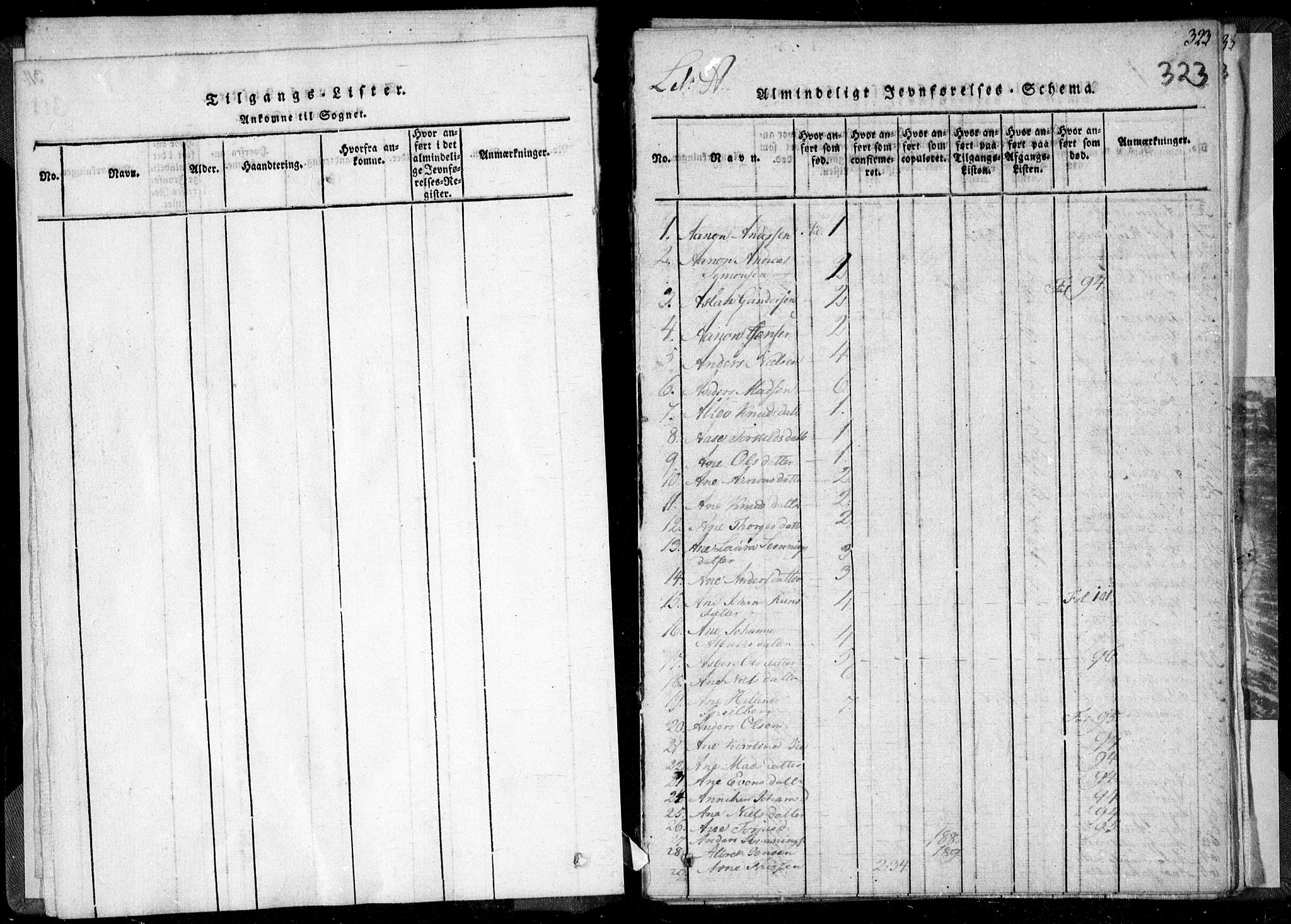 Holt sokneprestkontor, SAK/1111-0021/F/Fa/L0005: Parish register (official) no. A 5, 1813-1821, p. 323