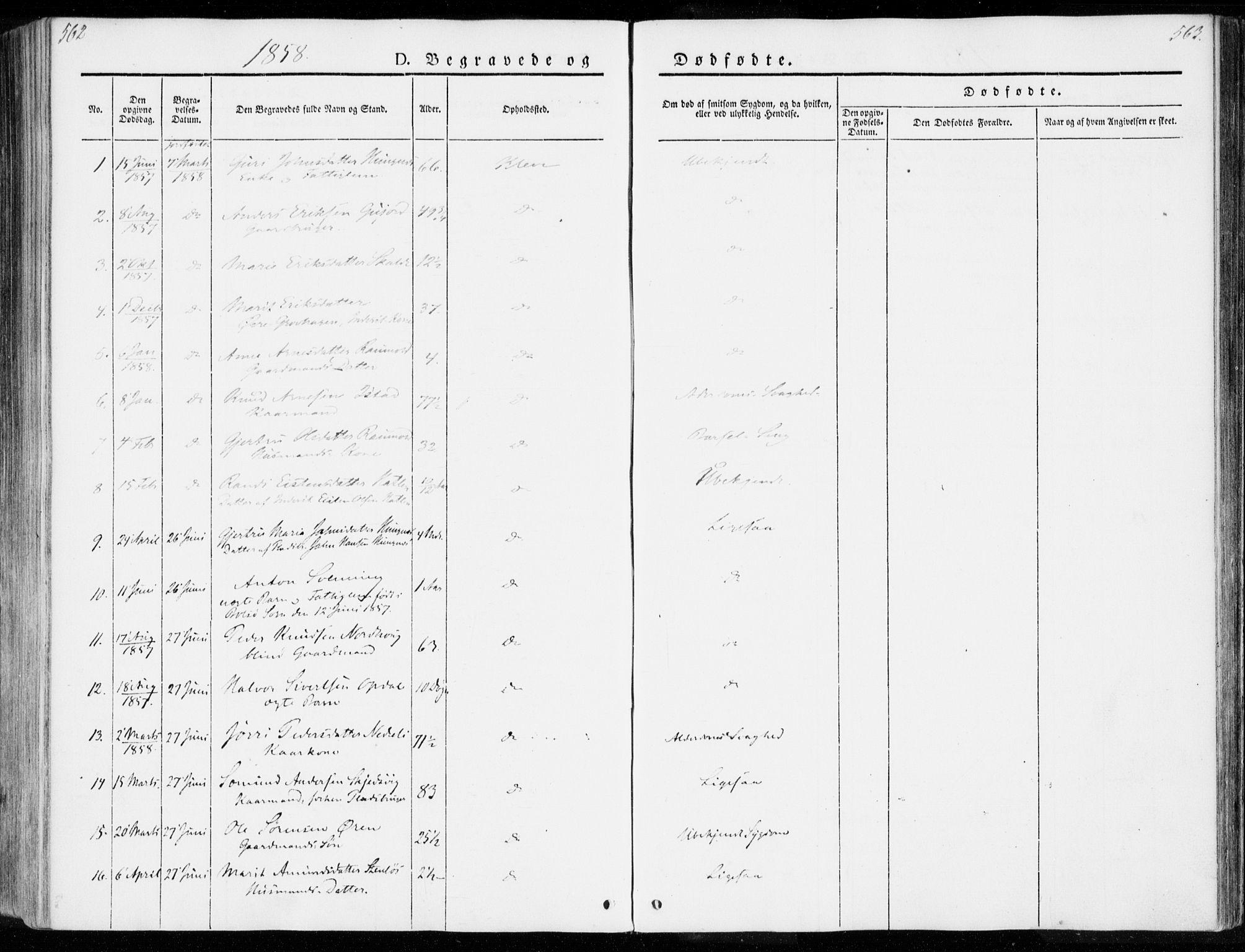 Ministerialprotokoller, klokkerbøker og fødselsregistre - Møre og Romsdal, SAT/A-1454/557/L0680: Parish register (official) no. 557A02, 1843-1869, p. 562-563