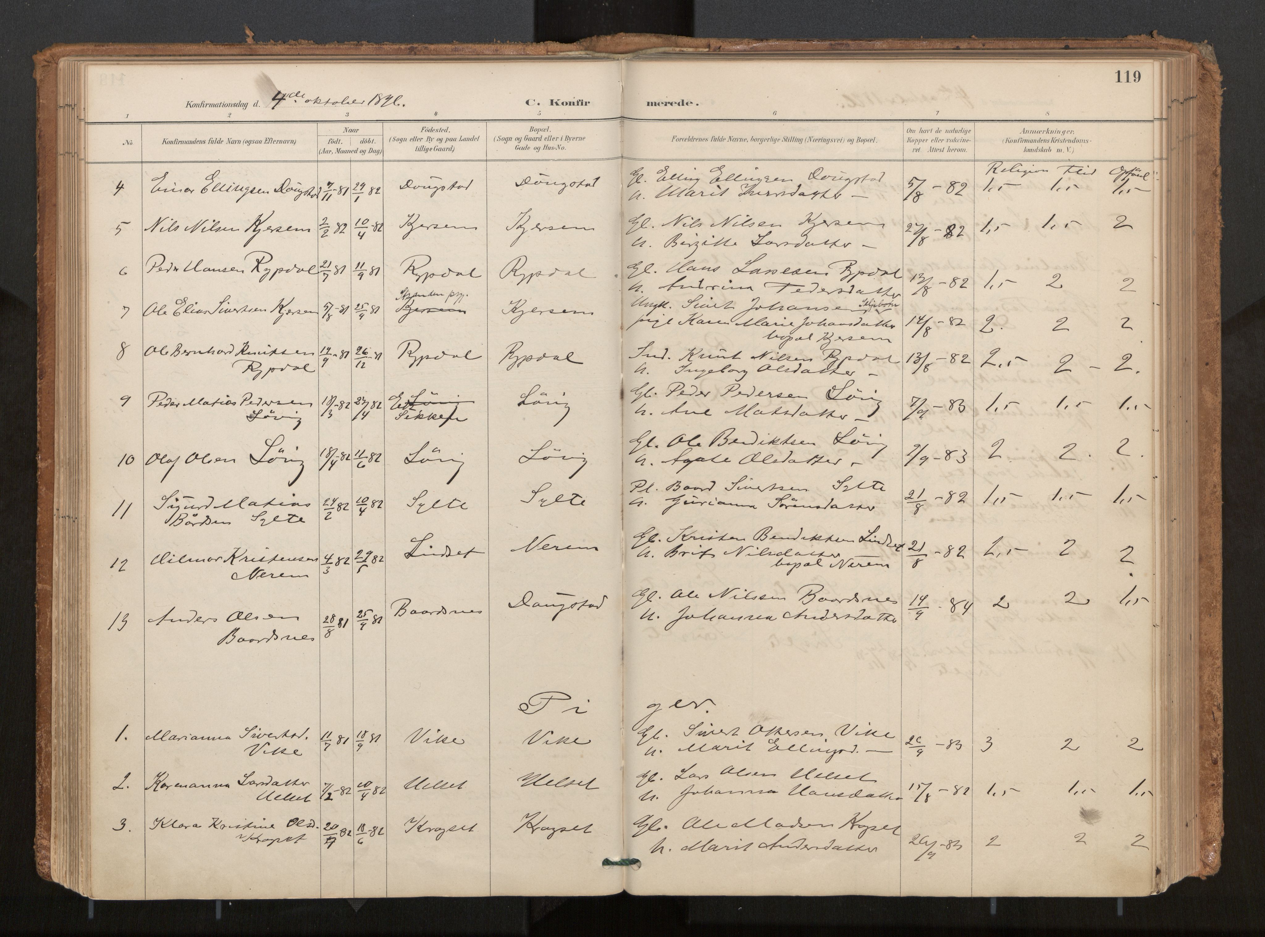 Ministerialprotokoller, klokkerbøker og fødselsregistre - Møre og Romsdal, AV/SAT-A-1454/541/L0545a: Parish register (official) no. 541A03, 1887-1912, p. 119