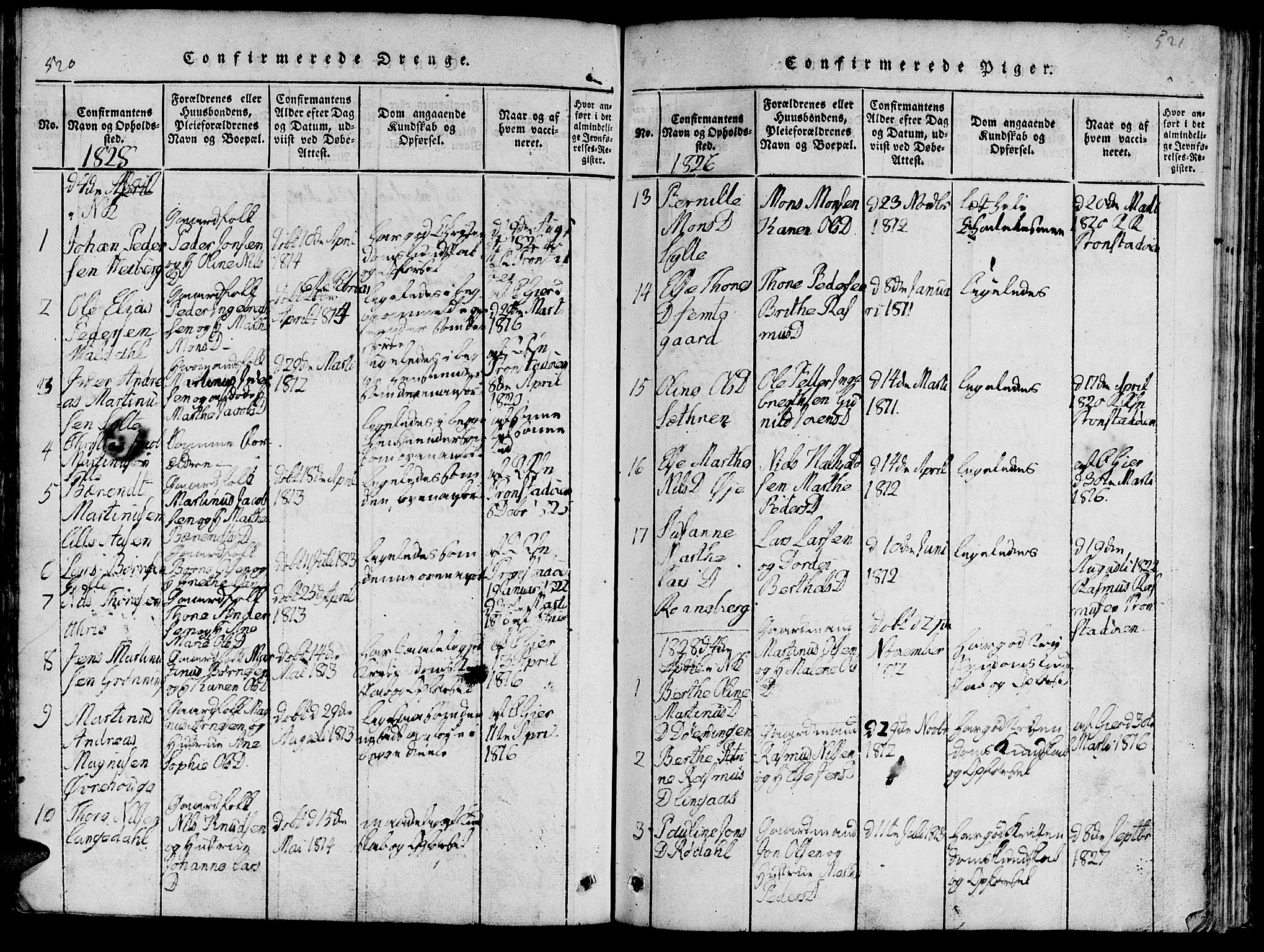 Ministerialprotokoller, klokkerbøker og fødselsregistre - Møre og Romsdal, AV/SAT-A-1454/519/L0260: Parish register (copy) no. 519C01, 1817-1829, p. 520-521