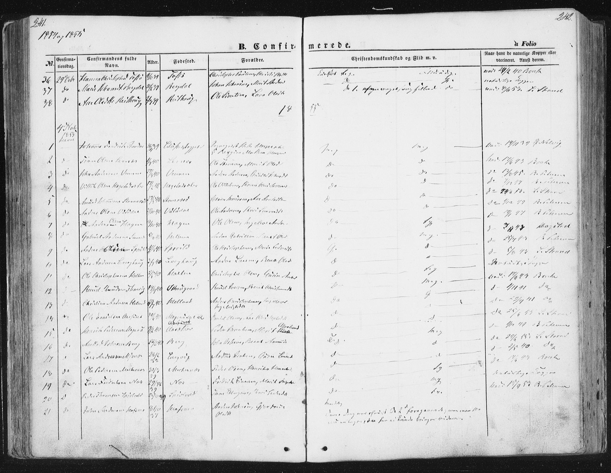 Ministerialprotokoller, klokkerbøker og fødselsregistre - Sør-Trøndelag, SAT/A-1456/630/L0494: Parish register (official) no. 630A07, 1852-1868, p. 241-242