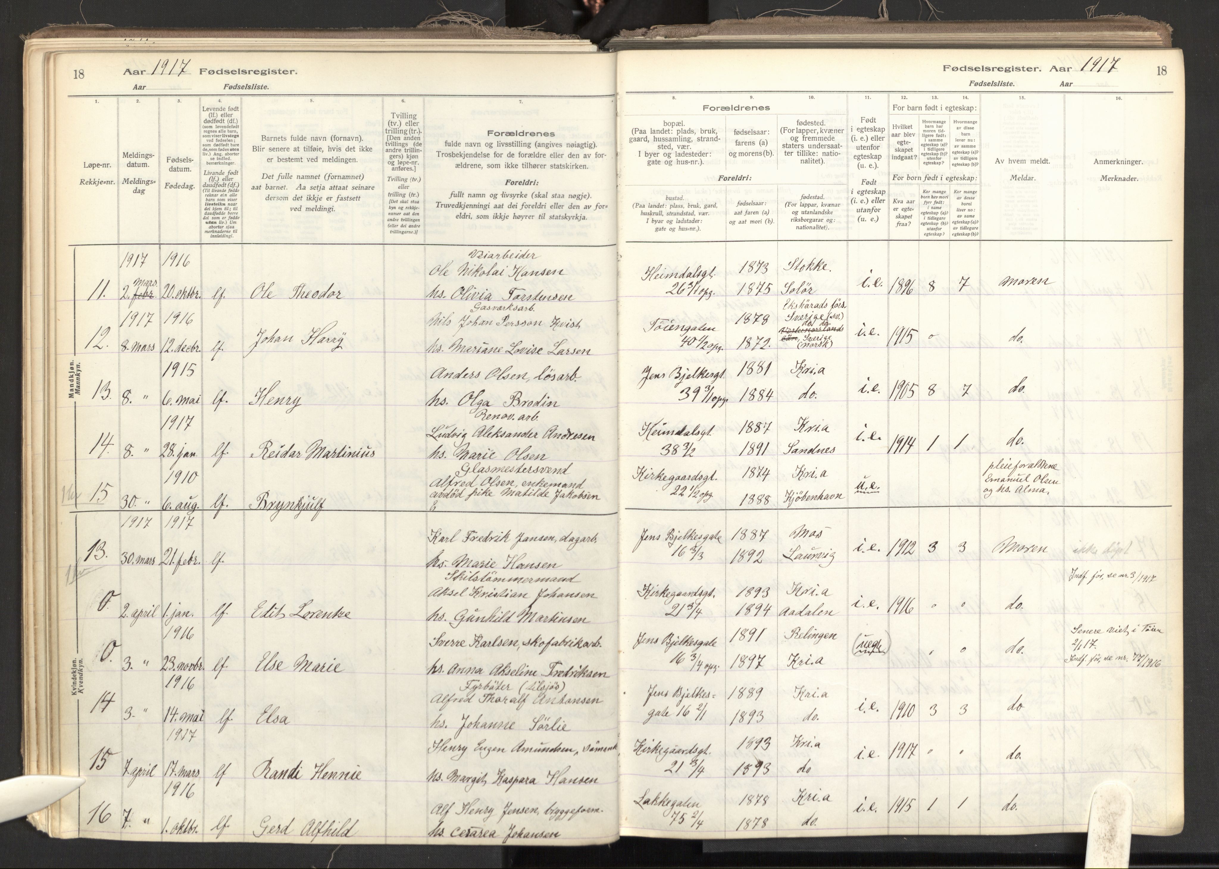 Tøyen prestekontor Kirkebøker, AV/SAO-A-10167a/J/Ja/L0001: Birth register no. 1, 1916-1944, p. 18