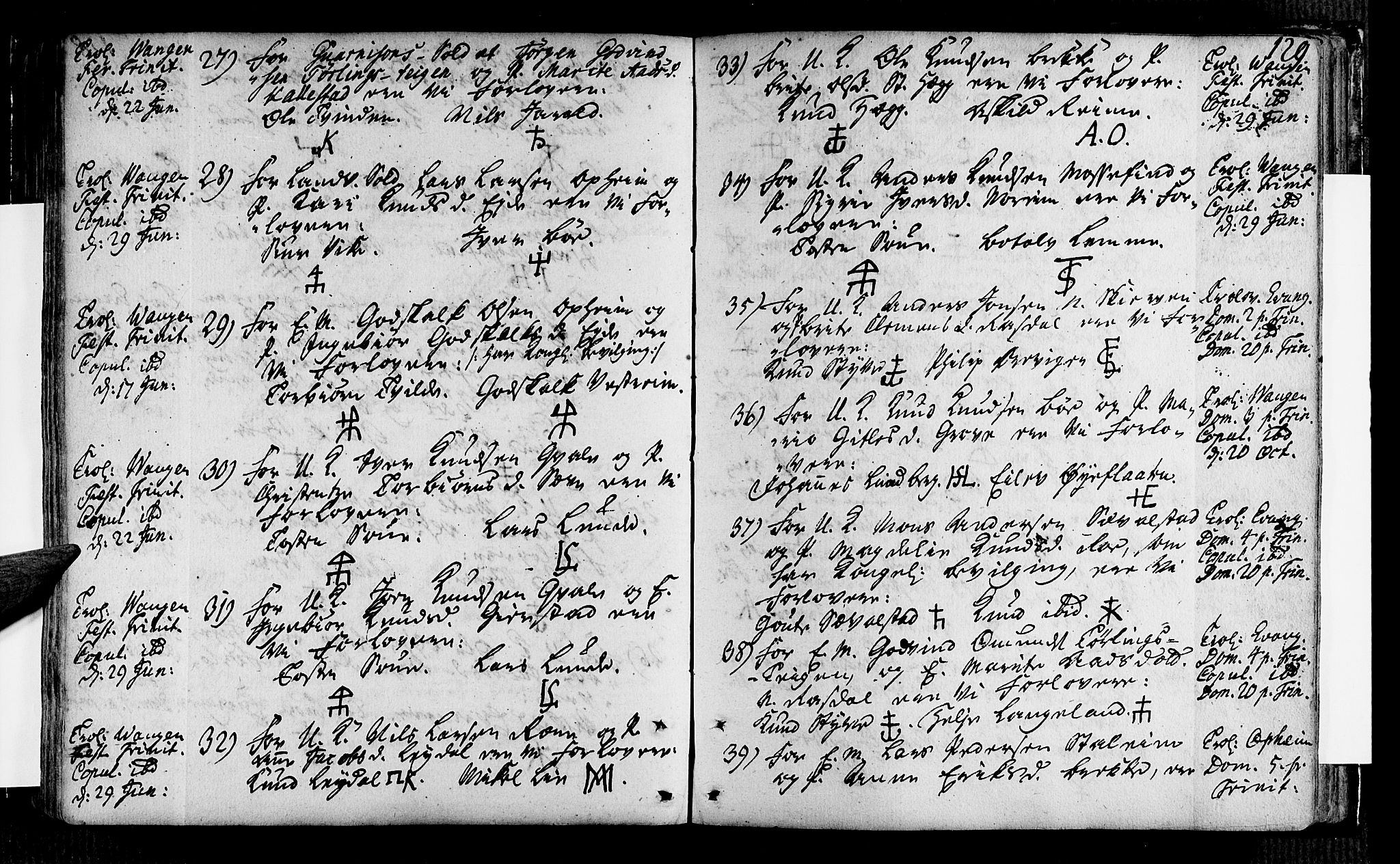 Voss sokneprestembete, SAB/A-79001/H/Haa: Parish register (official) no. A 7, 1731-1773, p. 129
