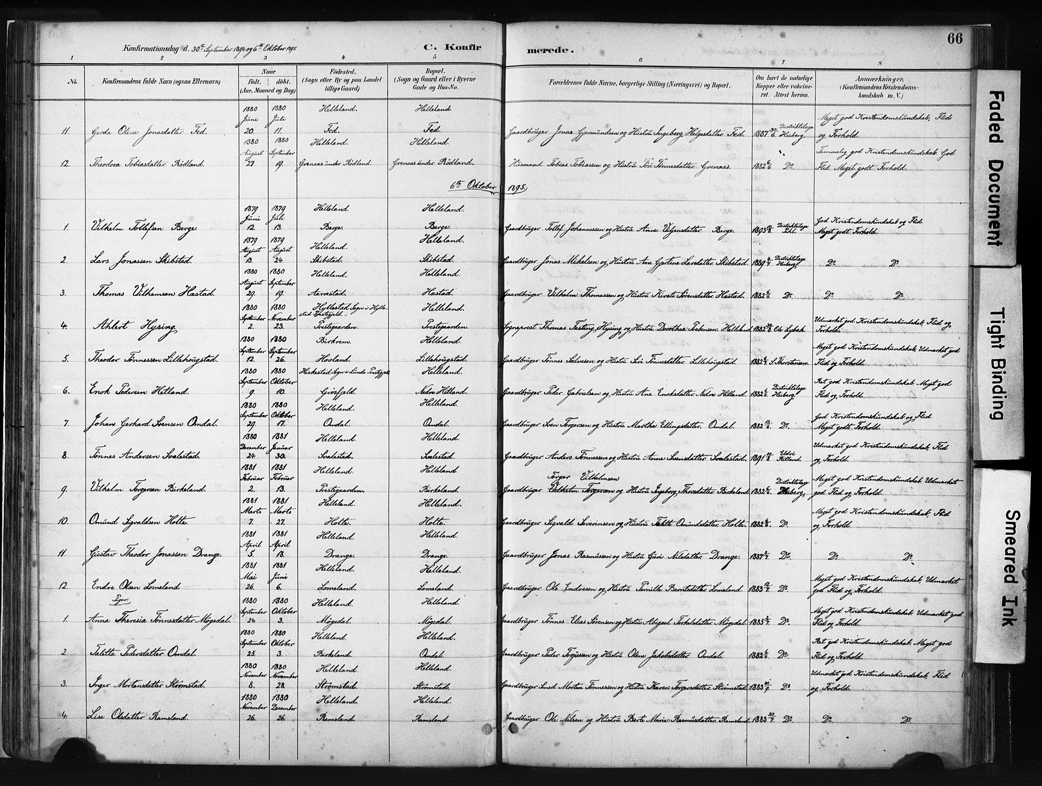 Helleland sokneprestkontor, SAST/A-101810: Parish register (official) no. A 8, 1887-1907, p. 66