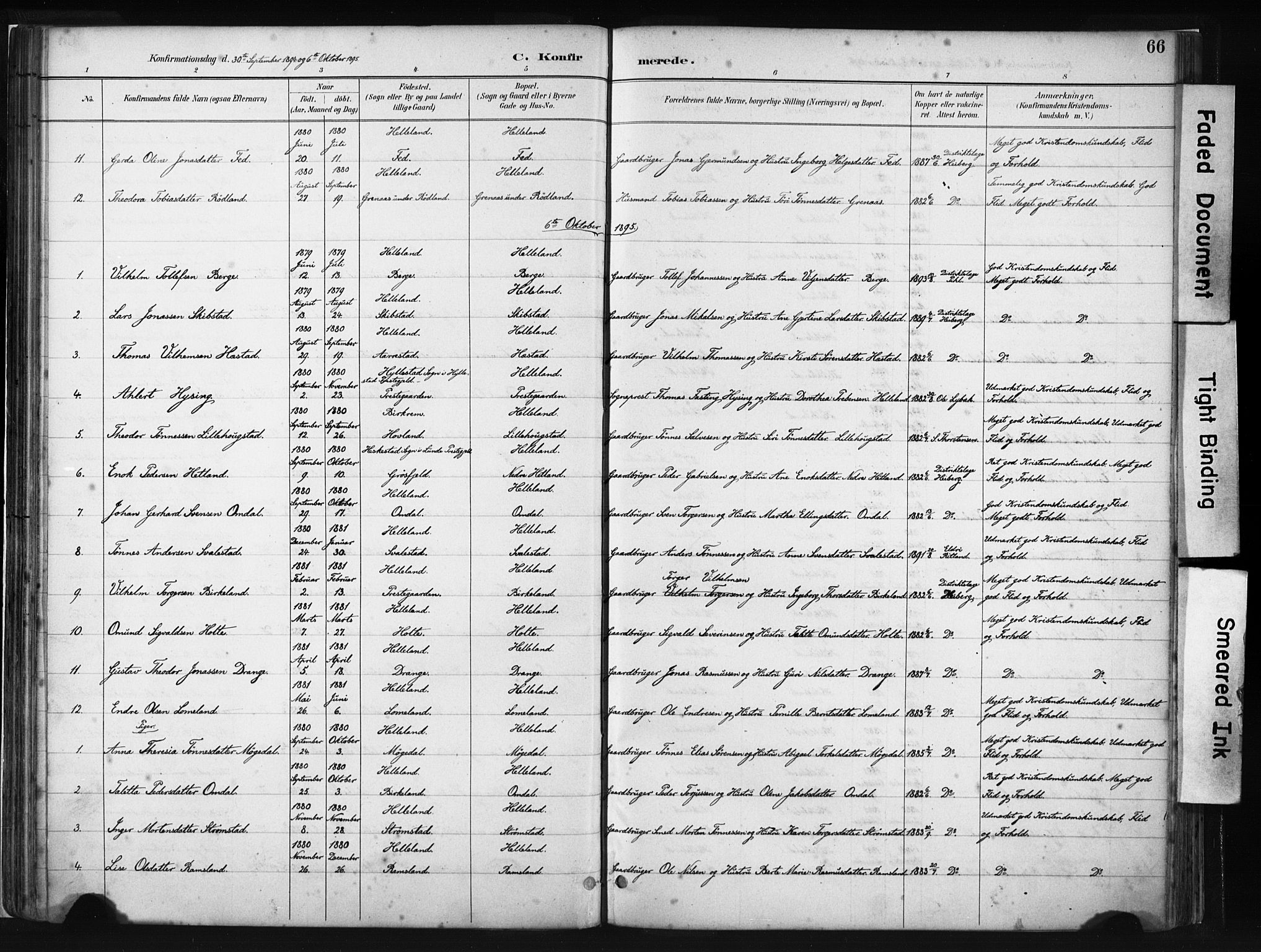 Helleland sokneprestkontor, AV/SAST-A-101810: Parish register (official) no. A 8, 1887-1907, p. 66