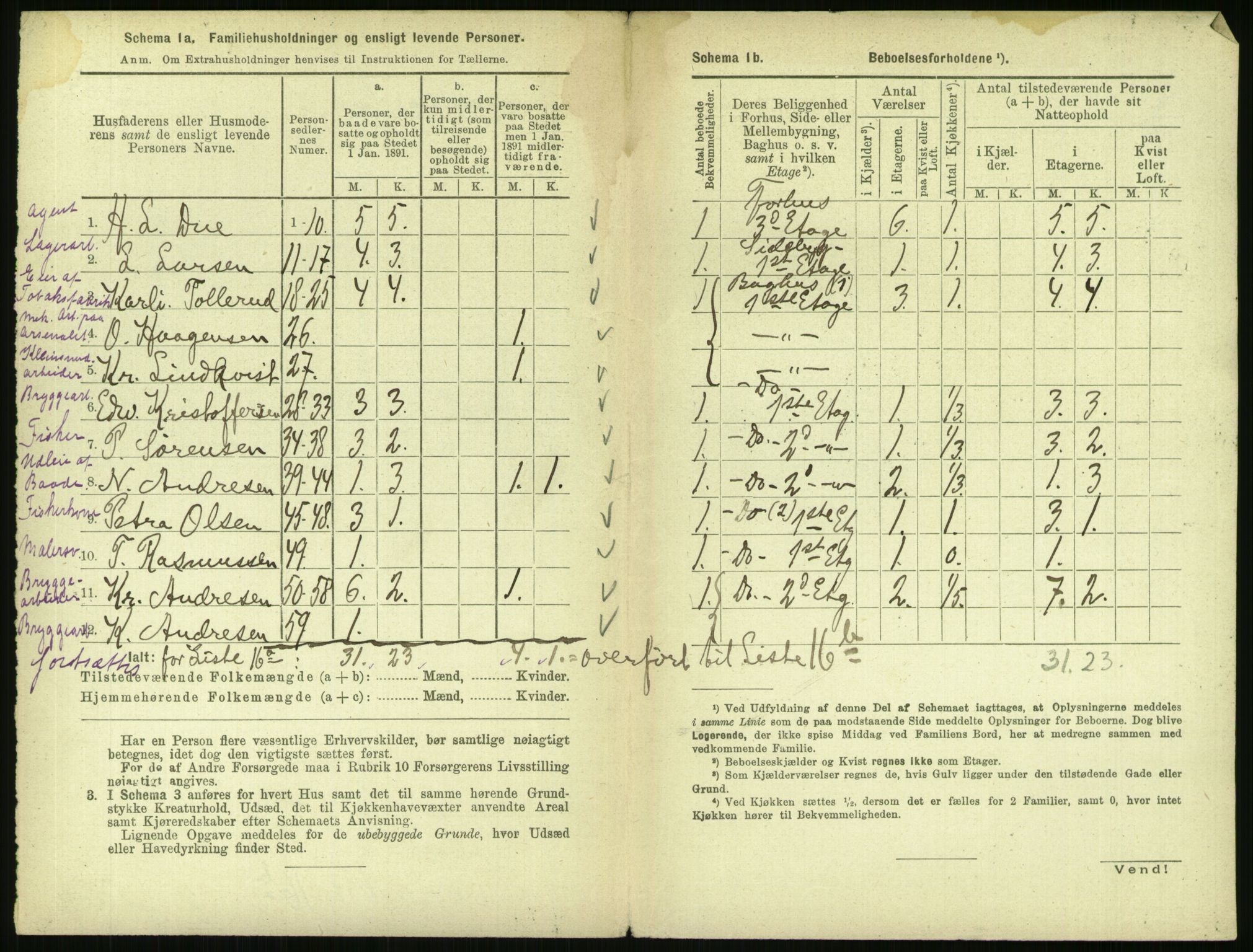 RA, 1891 census for 0301 Kristiania, 1891, p. 1212