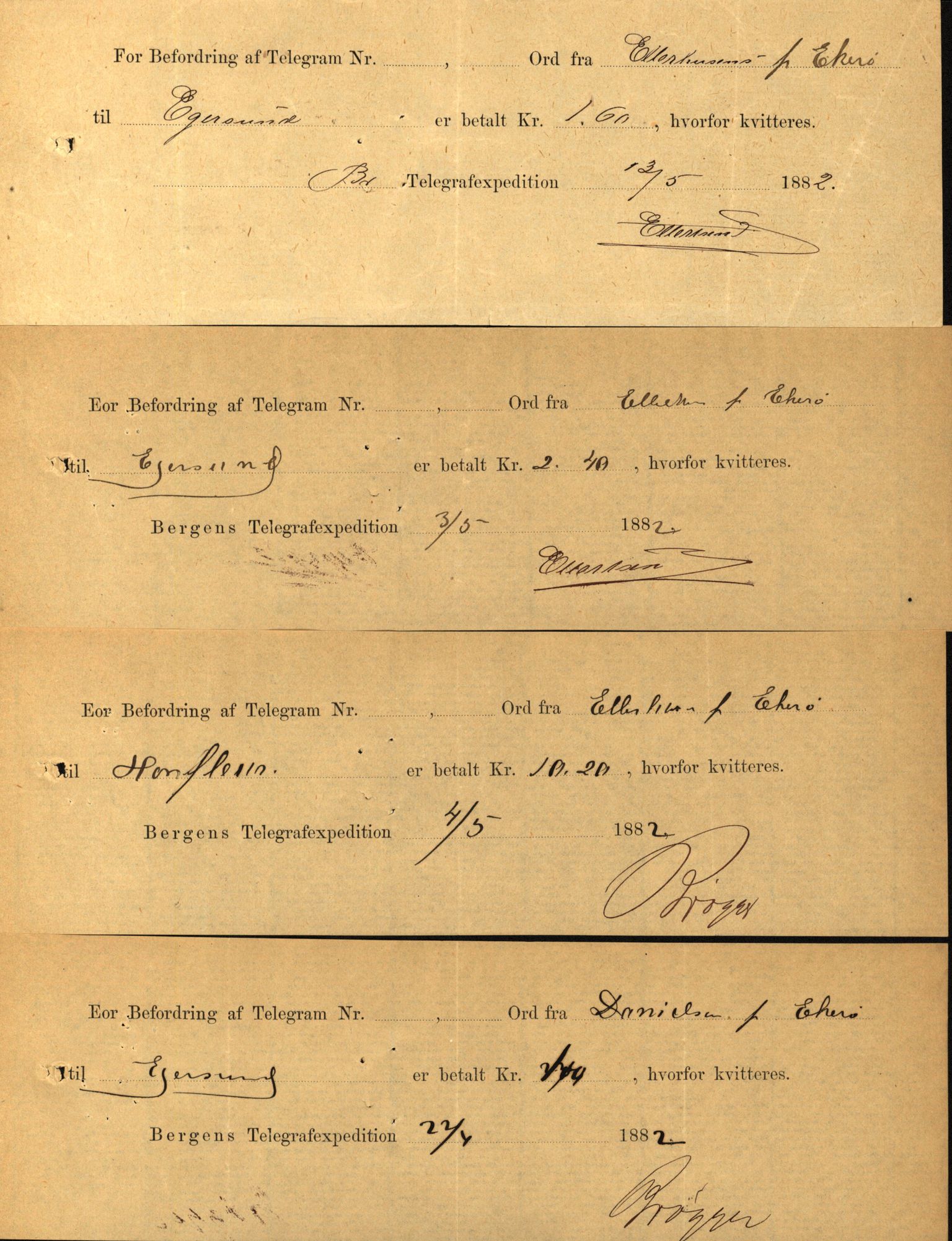 Pa 63 - Østlandske skibsassuranceforening, VEMU/A-1079/G/Ga/L0015/0003: Havaridokumenter / Egerøen, 1882