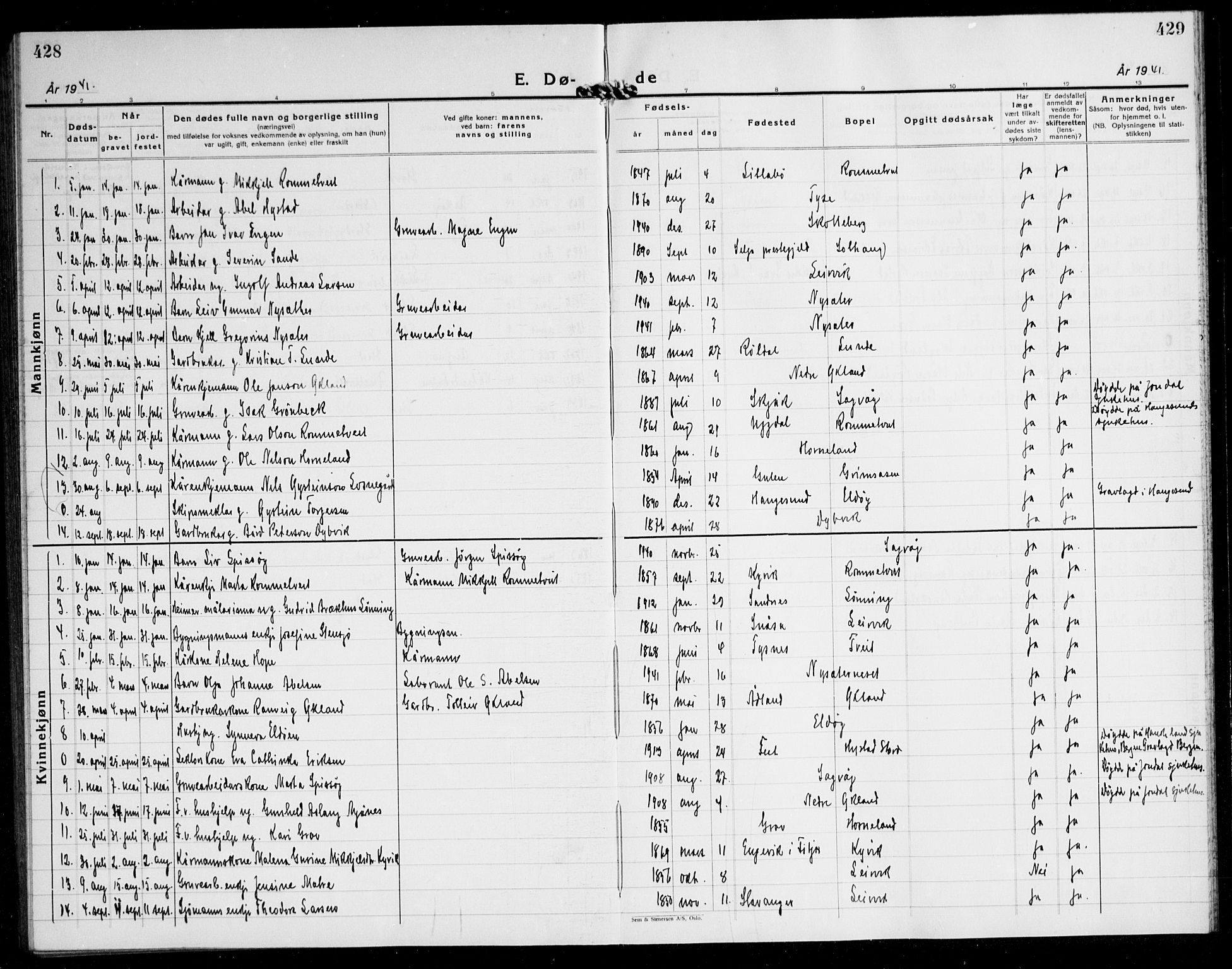 Stord sokneprestembete, SAB/A-78201/H/Hab: Parish register (copy) no. A 5, 1933-1945, p. 428-429
