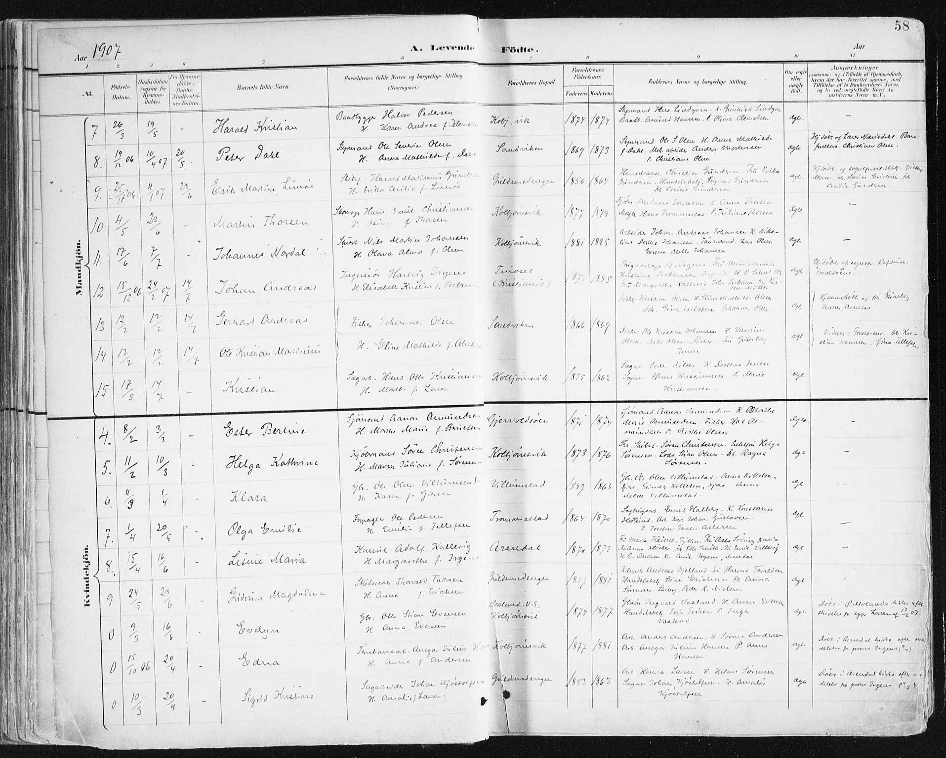 Hisøy sokneprestkontor, SAK/1111-0020/F/Fa/L0004: Parish register (official) no. A 4, 1895-1917, p. 58