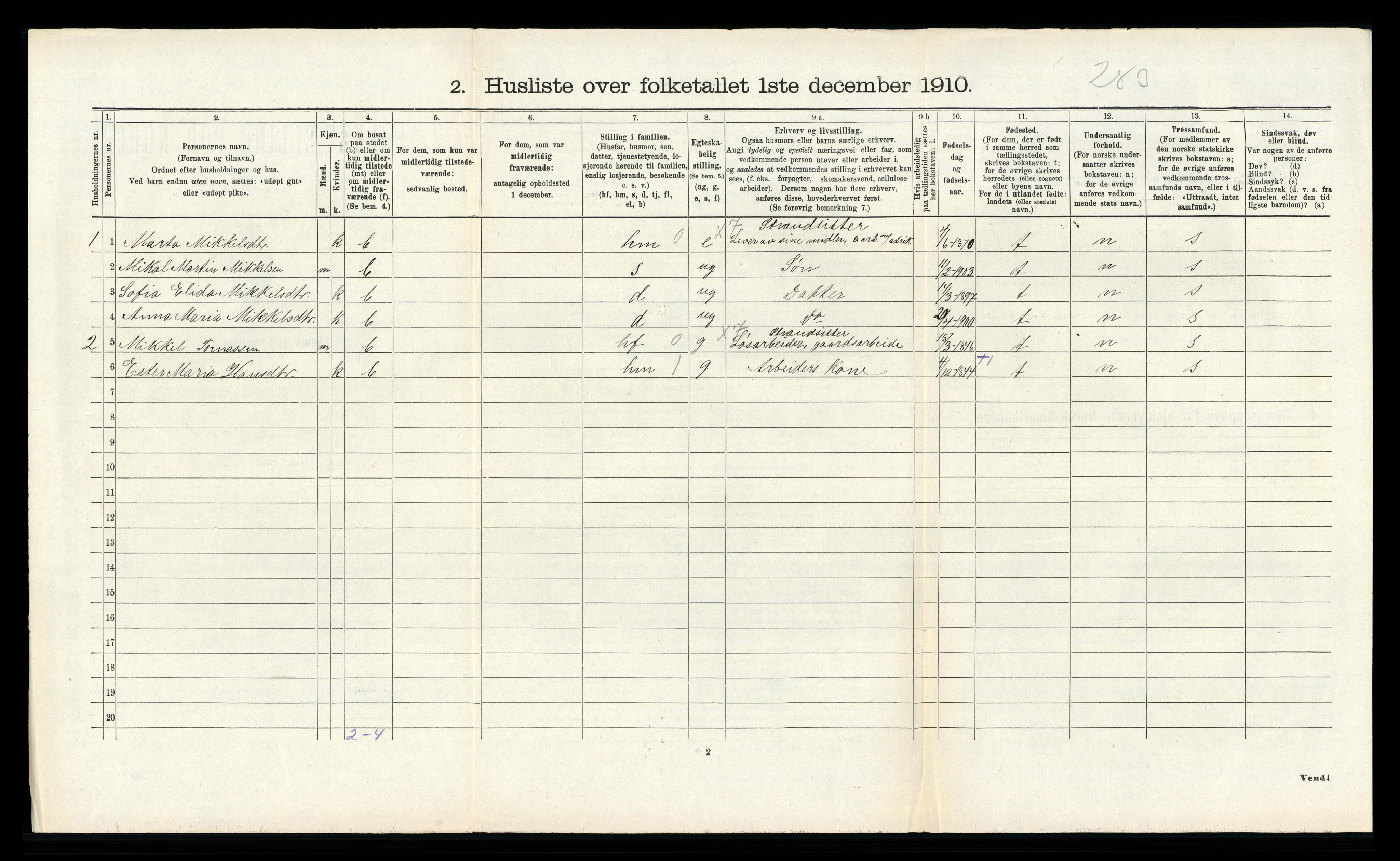 RA, 1910 census for Herdla, 1910, p. 335