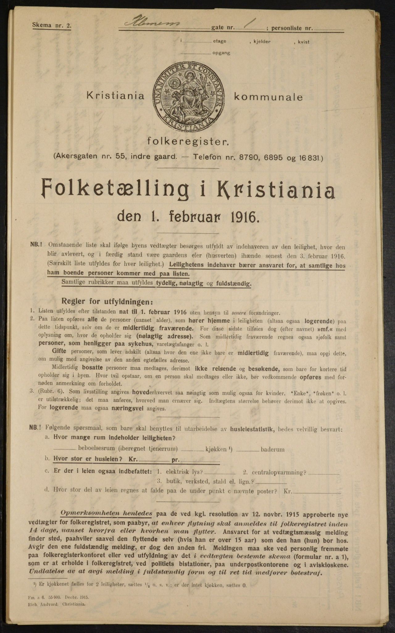 OBA, Municipal Census 1916 for Kristiania, 1916, p. 12835