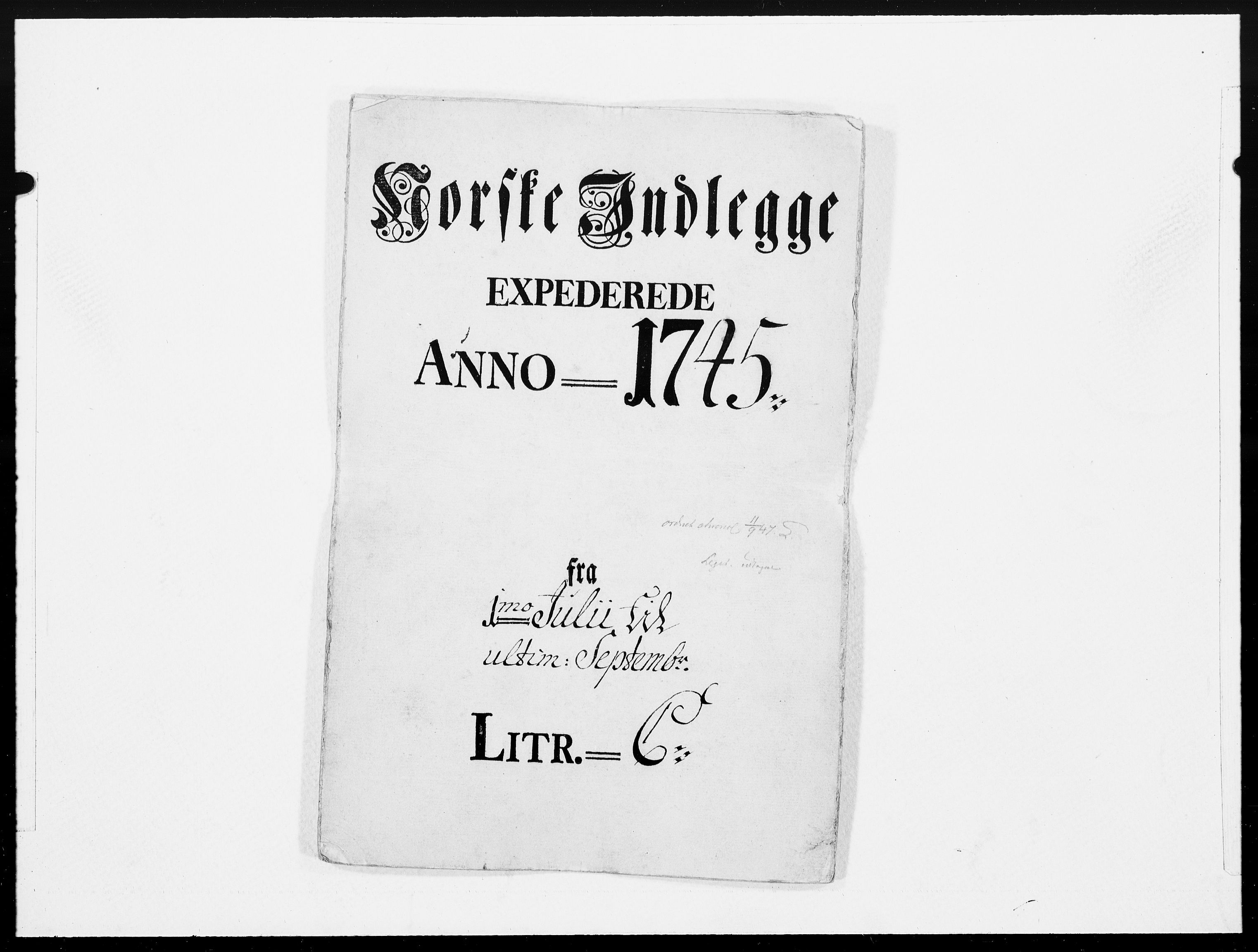 Danske Kanselli 1572-1799, AV/RA-EA-3023/F/Fc/Fcc/Fcca/L0143: Norske innlegg 1572-1799, 1745, p. 1