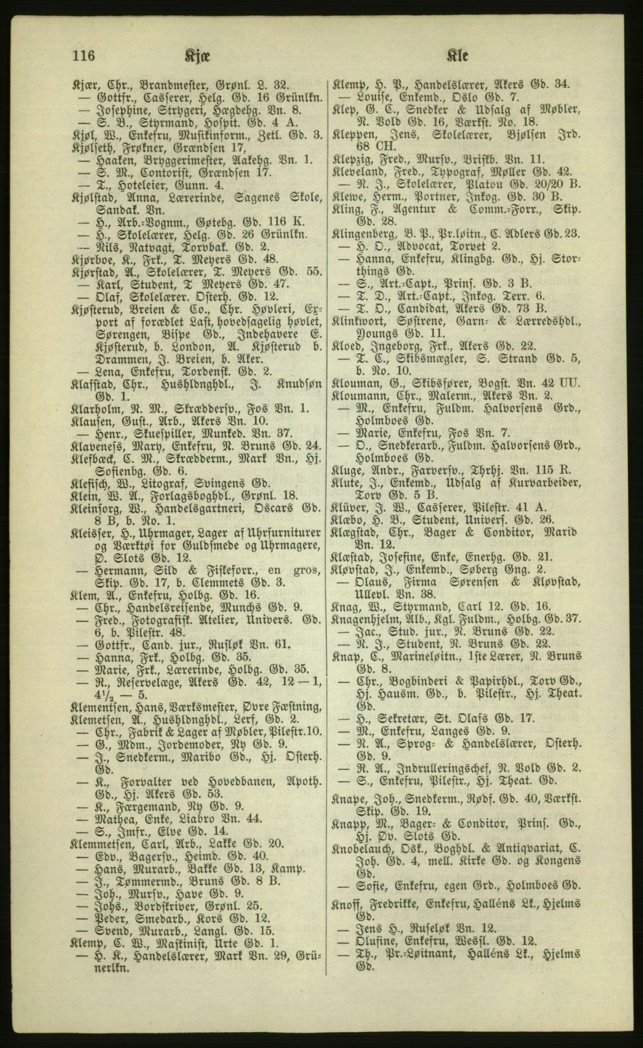 Kristiania/Oslo adressebok, PUBL/-, 1881, p. 116