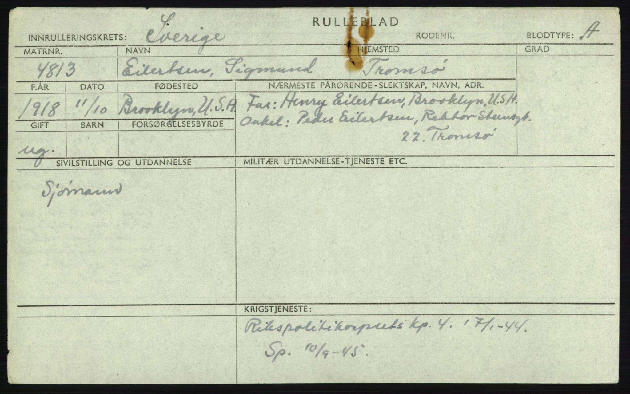 Forsvaret, Troms infanteriregiment nr. 16, AV/RA-RAFA-3146/P/Pa/L0023: Rulleblad for regimentets menige mannskaper, årsklasse 1939, 1939, p. 199