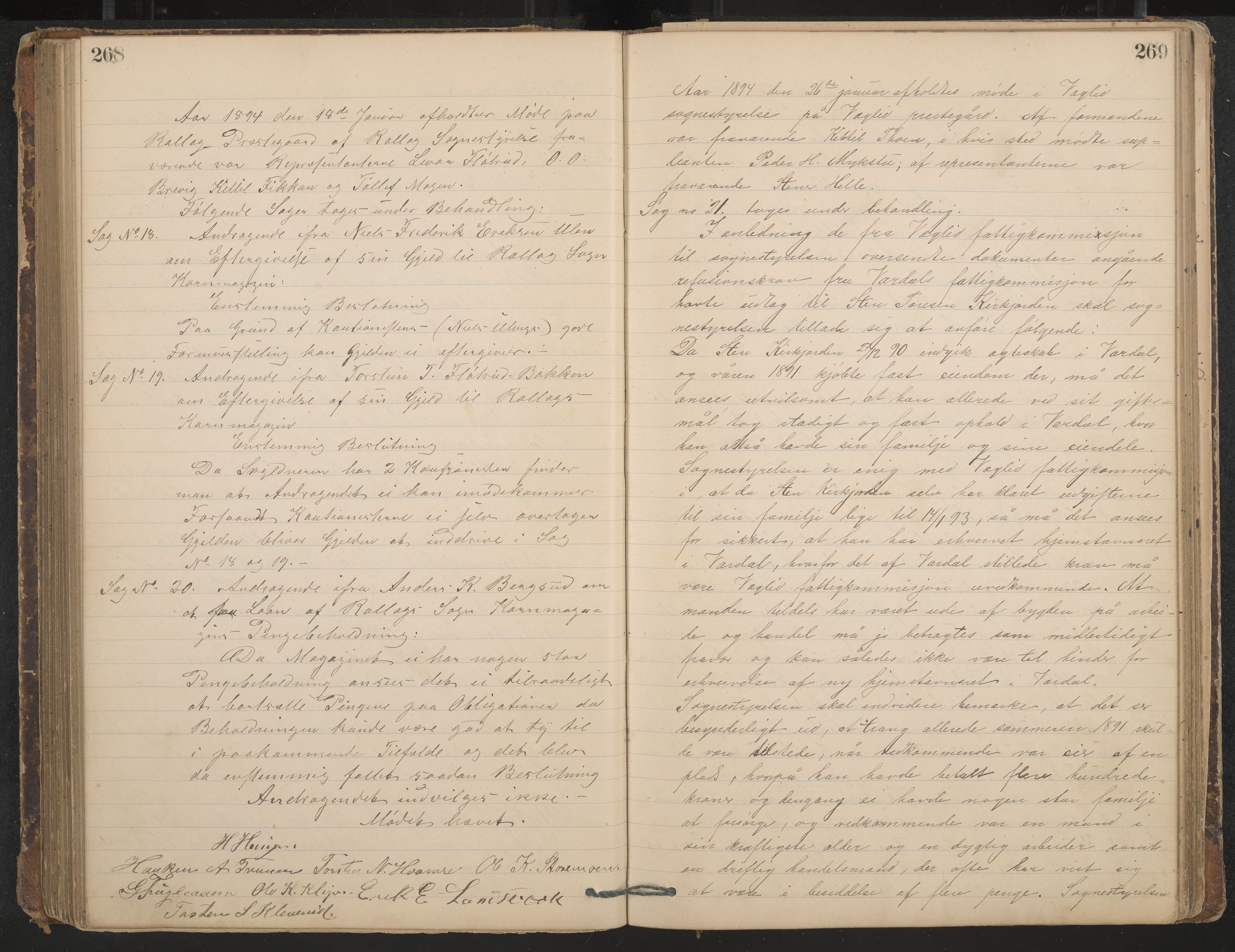 Rollag formannskap og sentraladministrasjon, IKAK/0632021-2/A/Aa/L0003: Møtebok, 1884-1897, p. 268-269