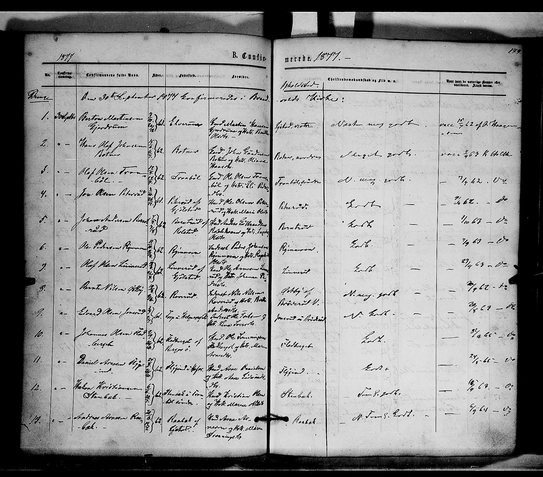 Brandval prestekontor, AV/SAH-PREST-034/H/Ha/Haa/L0001: Parish register (official) no. 1, 1864-1879, p. 179