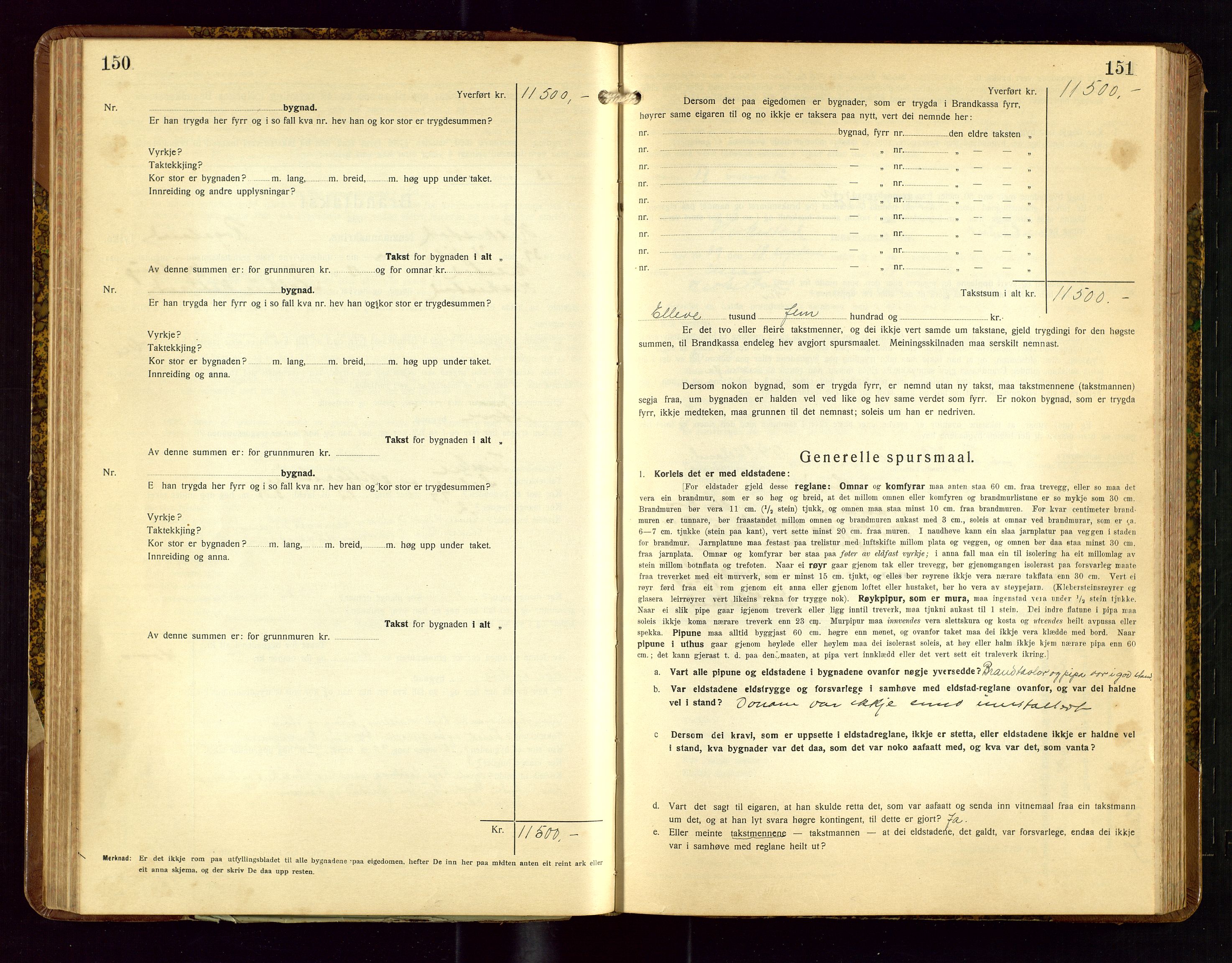 Heskestad lensmannskontor, SAST/A-100304/Gob/L0004: "Brandtakstbok", 1934-1946, p. 150-151