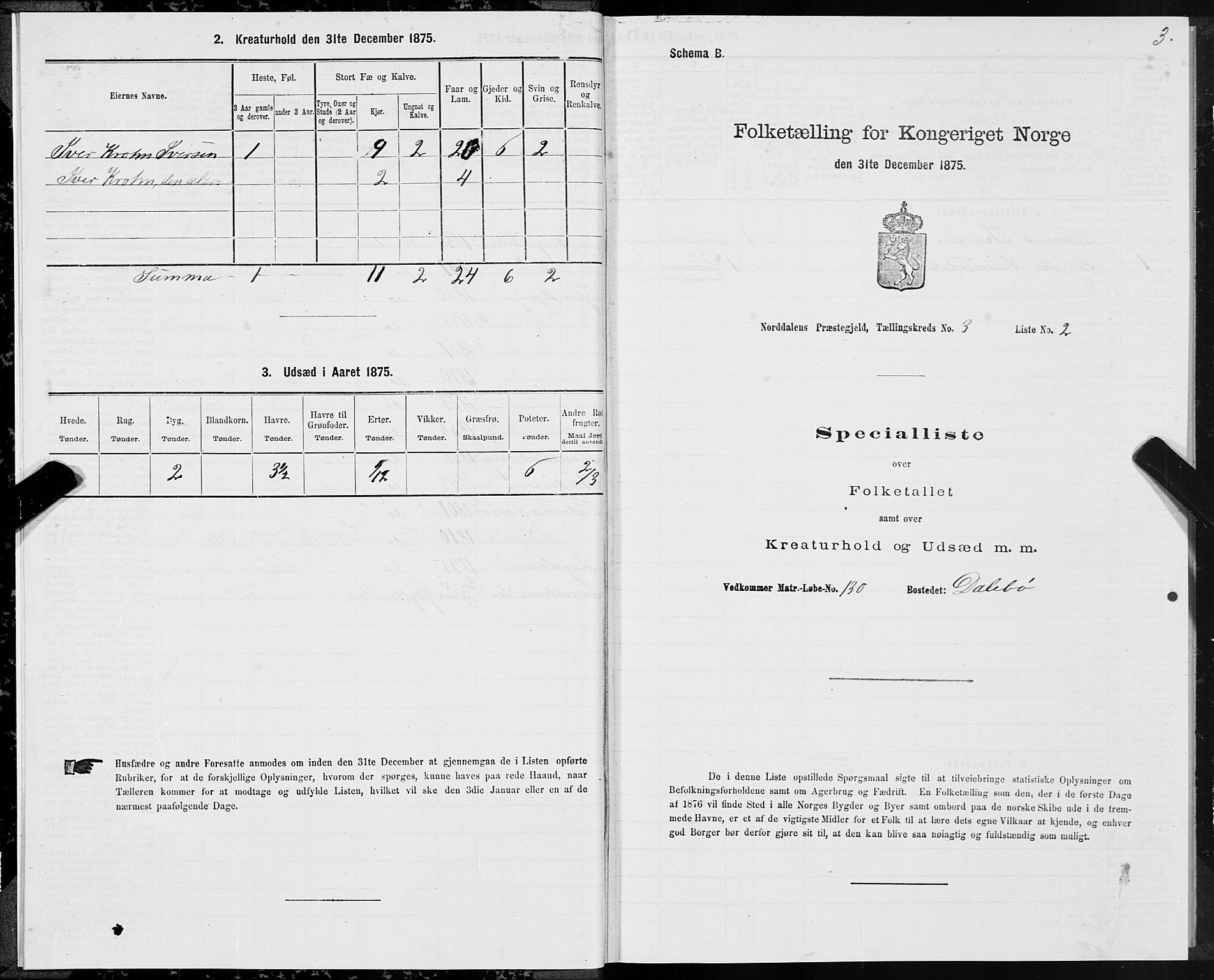 SAT, 1875 census for 1524P Norddal, 1875, p. 2003