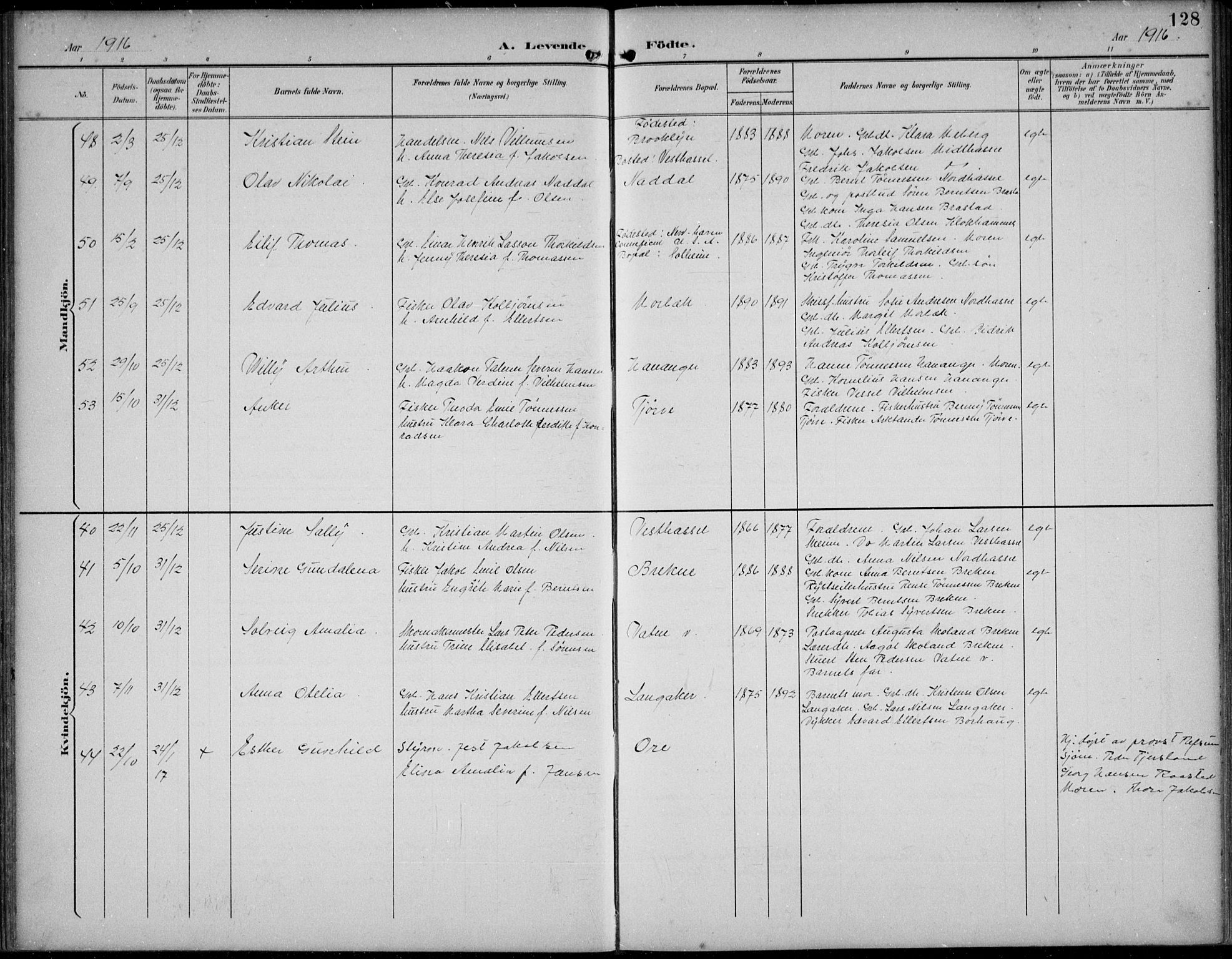 Lista sokneprestkontor, AV/SAK-1111-0027/F/Fb/L0005: Parish register (copy) no. B 5, 1892-1923, p. 128