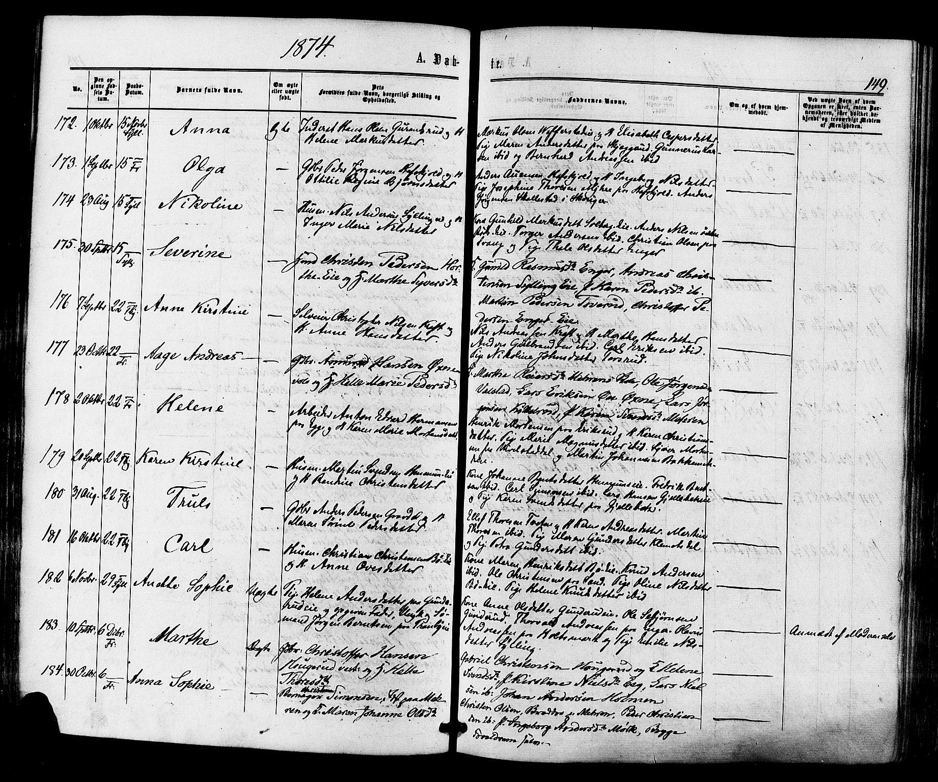 Lier kirkebøker, SAKO/A-230/F/Fa/L0013: Parish register (official) no. I 13, 1865-1874, p. 149