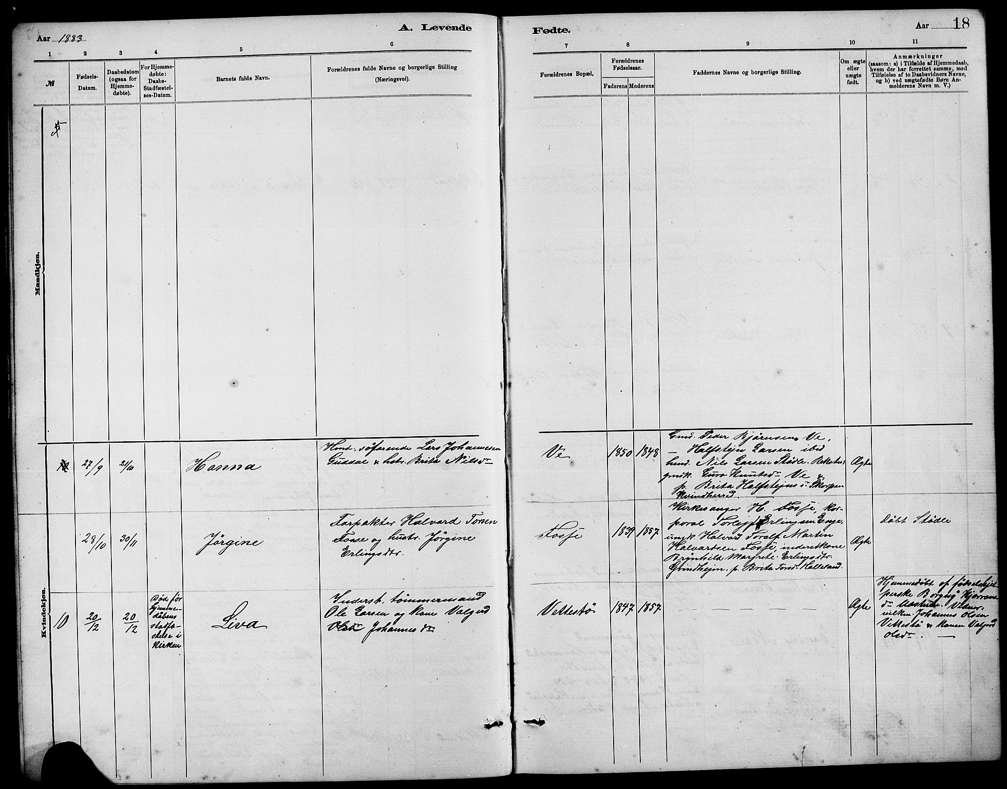 Etne sokneprestembete, AV/SAB-A-75001/H/Hab: Parish register (copy) no. B 4, 1879-1897, p. 18