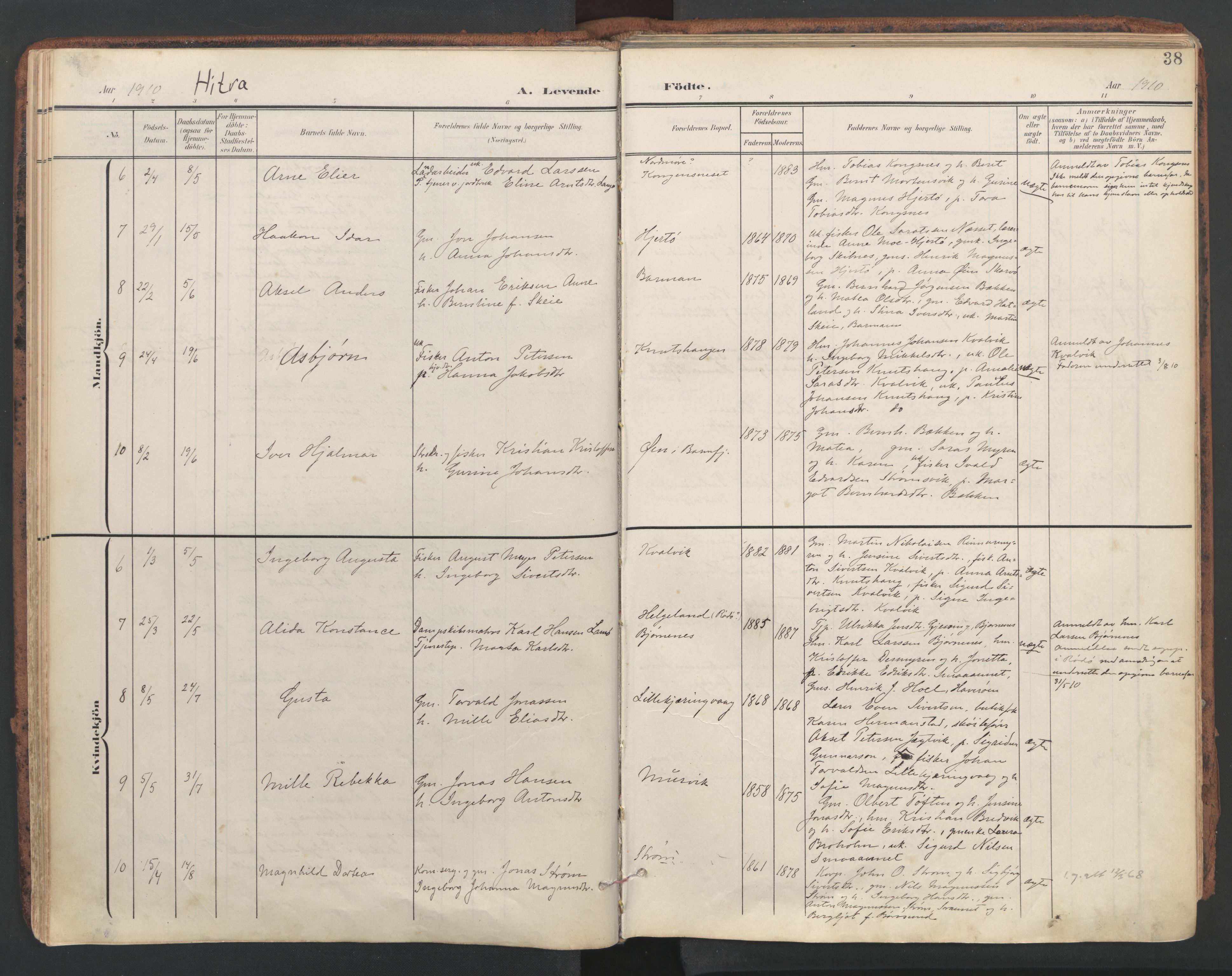 Ministerialprotokoller, klokkerbøker og fødselsregistre - Sør-Trøndelag, SAT/A-1456/634/L0537: Parish register (official) no. 634A13, 1896-1922, p. 38