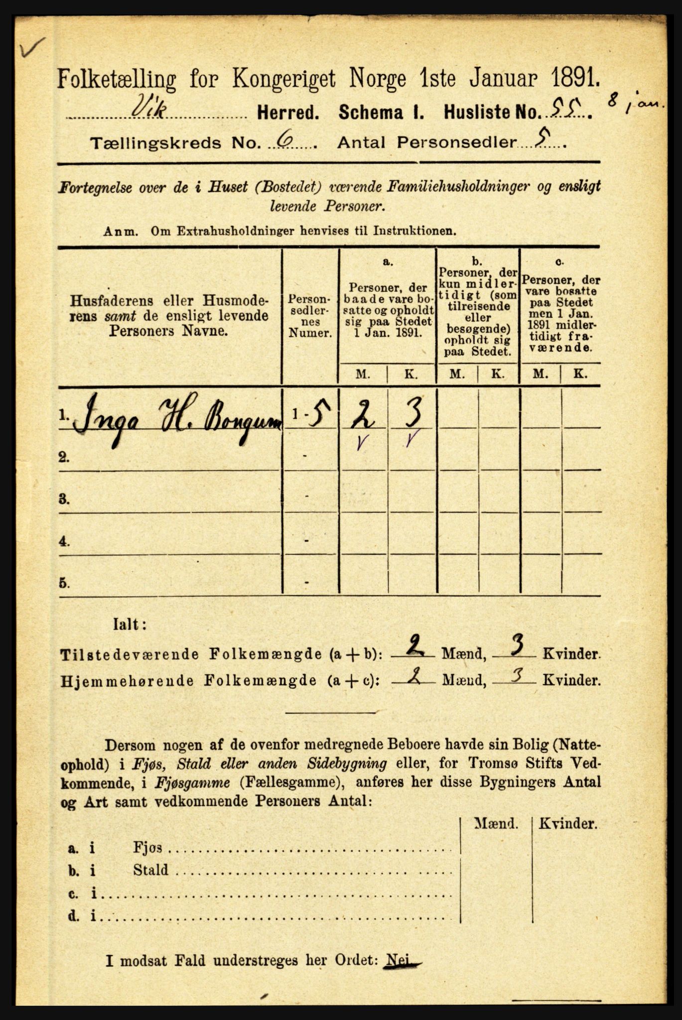 RA, 1891 census for 1417 Vik, 1891, p. 2810