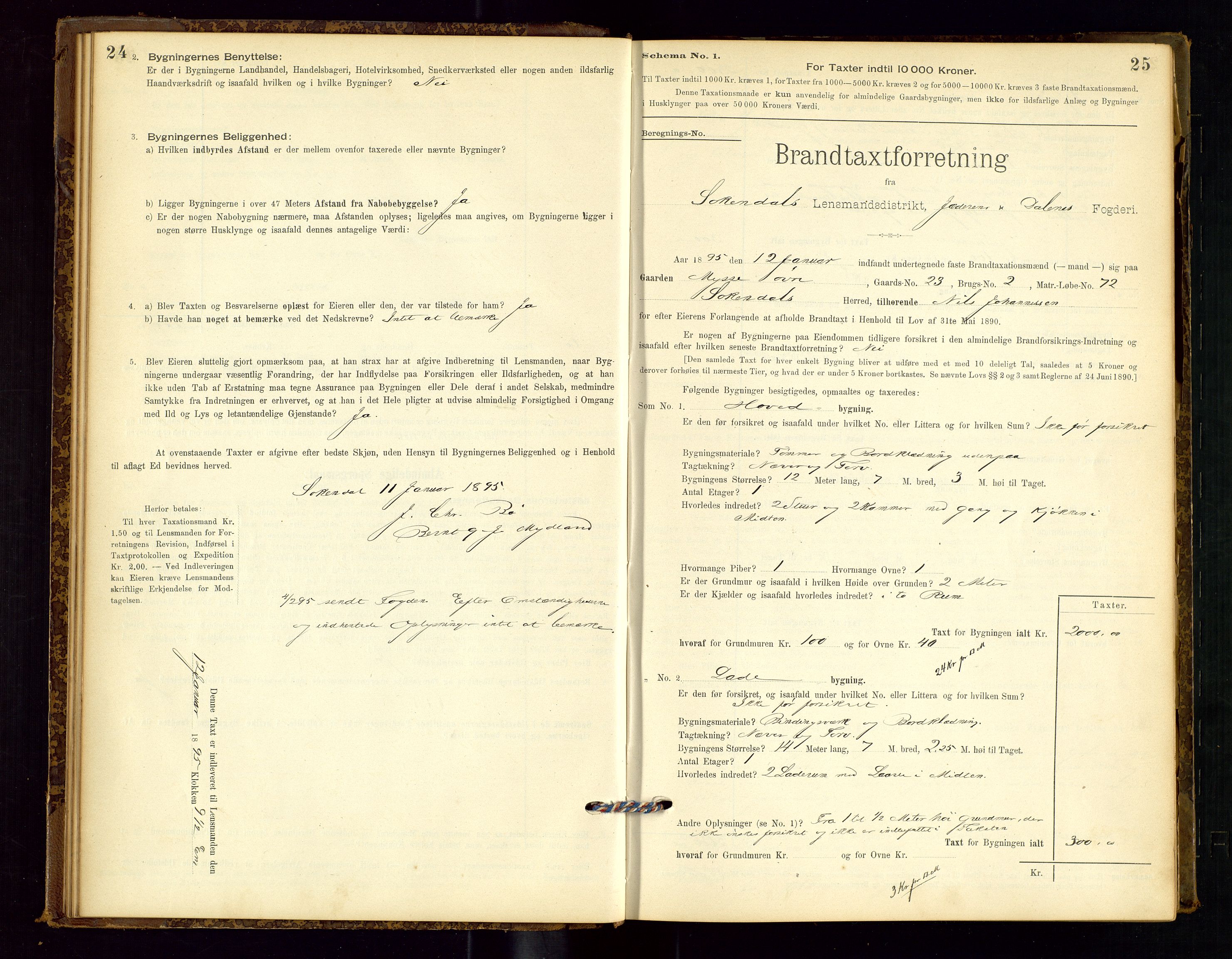 Sokndal lensmannskontor, AV/SAST-A-100417/Gob/L0001: "Brandtaxt-Protokol", 1895-1902, p. 24-25