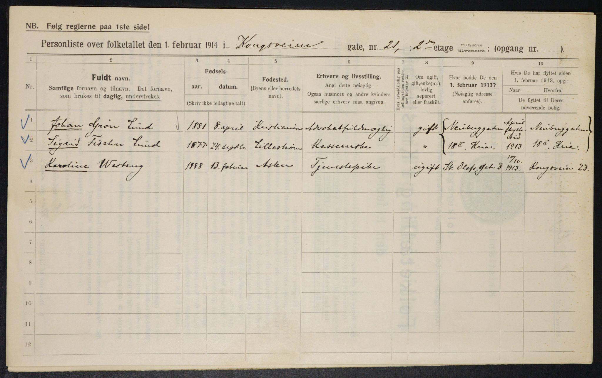 OBA, Municipal Census 1914 for Kristiania, 1914, p. 52912