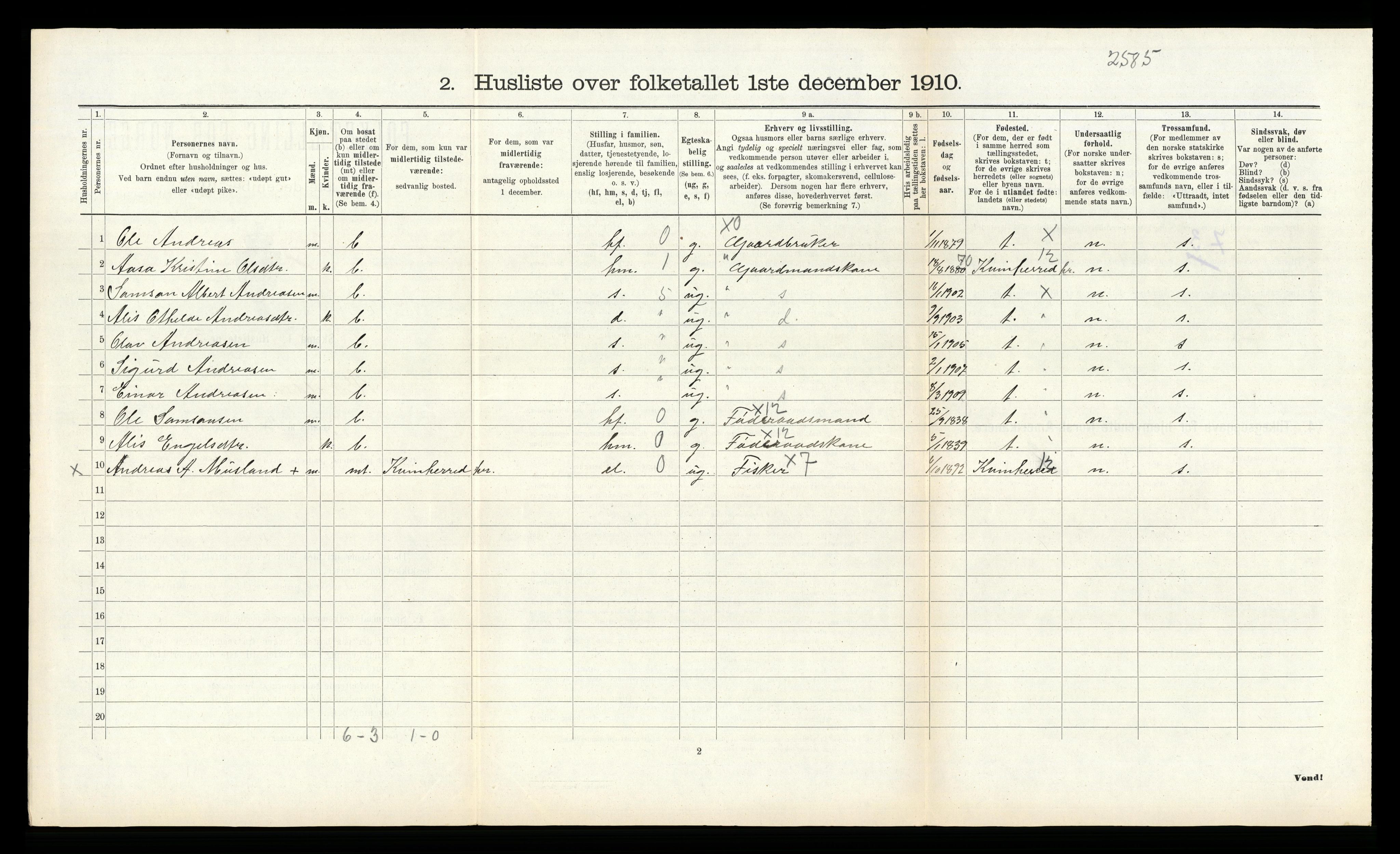 RA, 1910 census for Varaldsøy, 1910, p. 166