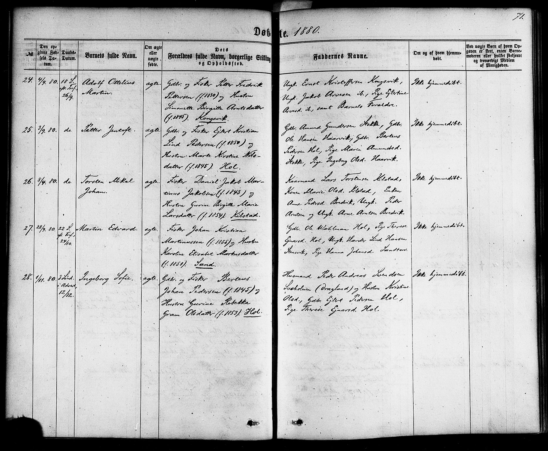 Ministerialprotokoller, klokkerbøker og fødselsregistre - Nordland, AV/SAT-A-1459/865/L0923: Parish register (official) no. 865A01, 1864-1884, p. 71