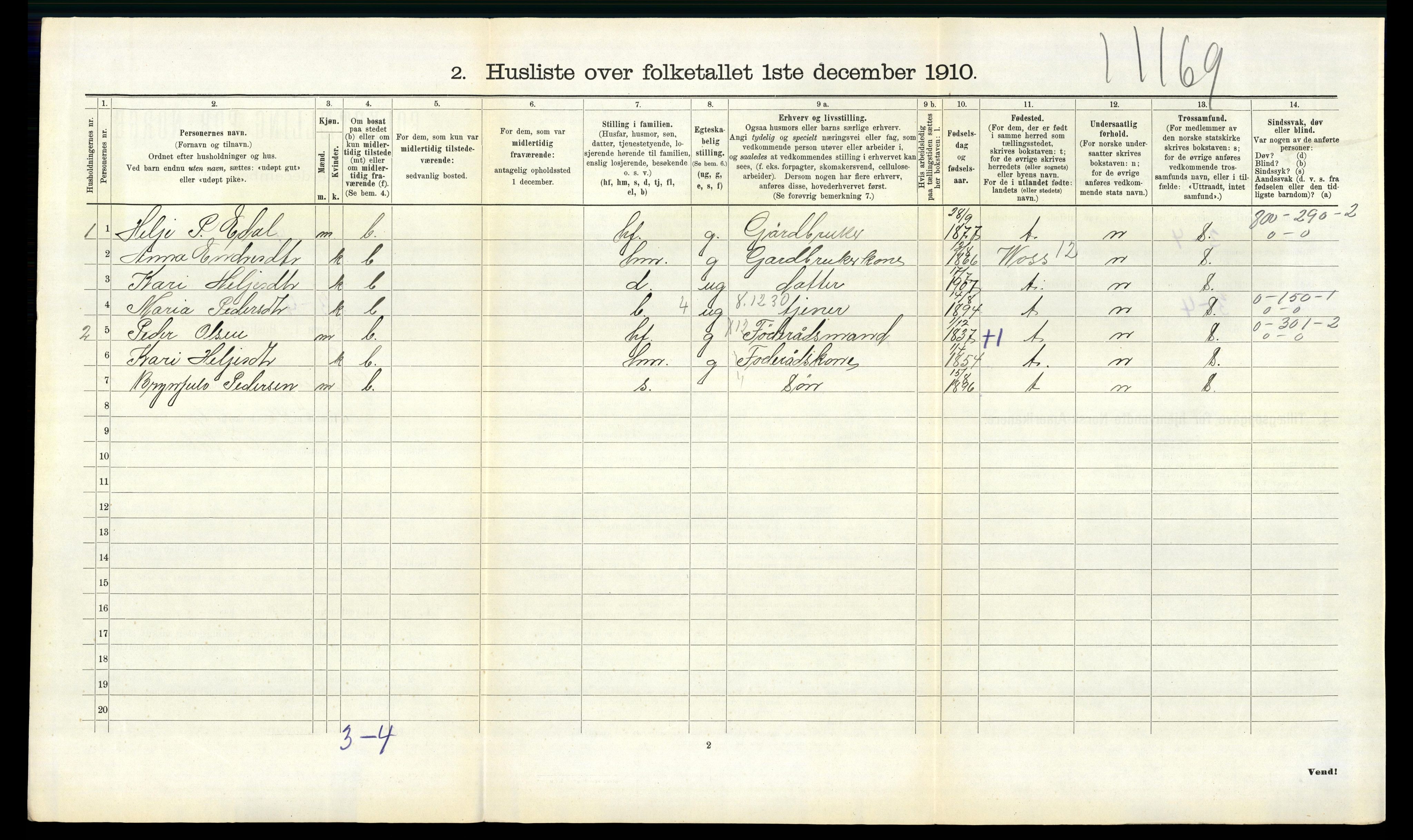 RA, 1910 census for Evanger, 1910, p. 548