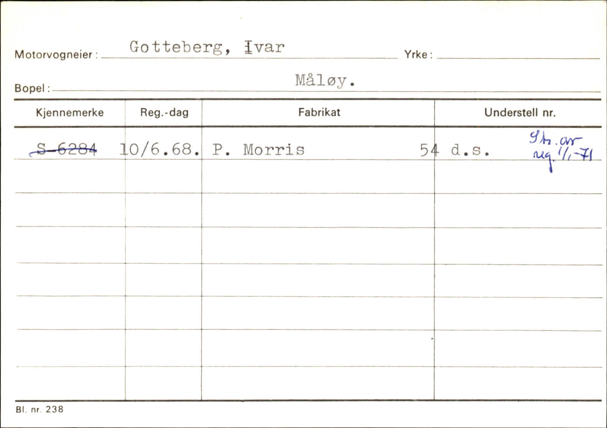 Statens vegvesen, Sogn og Fjordane vegkontor, SAB/A-5301/4/F/L0144: Registerkort Vågsøy A-R, 1945-1975, p. 734