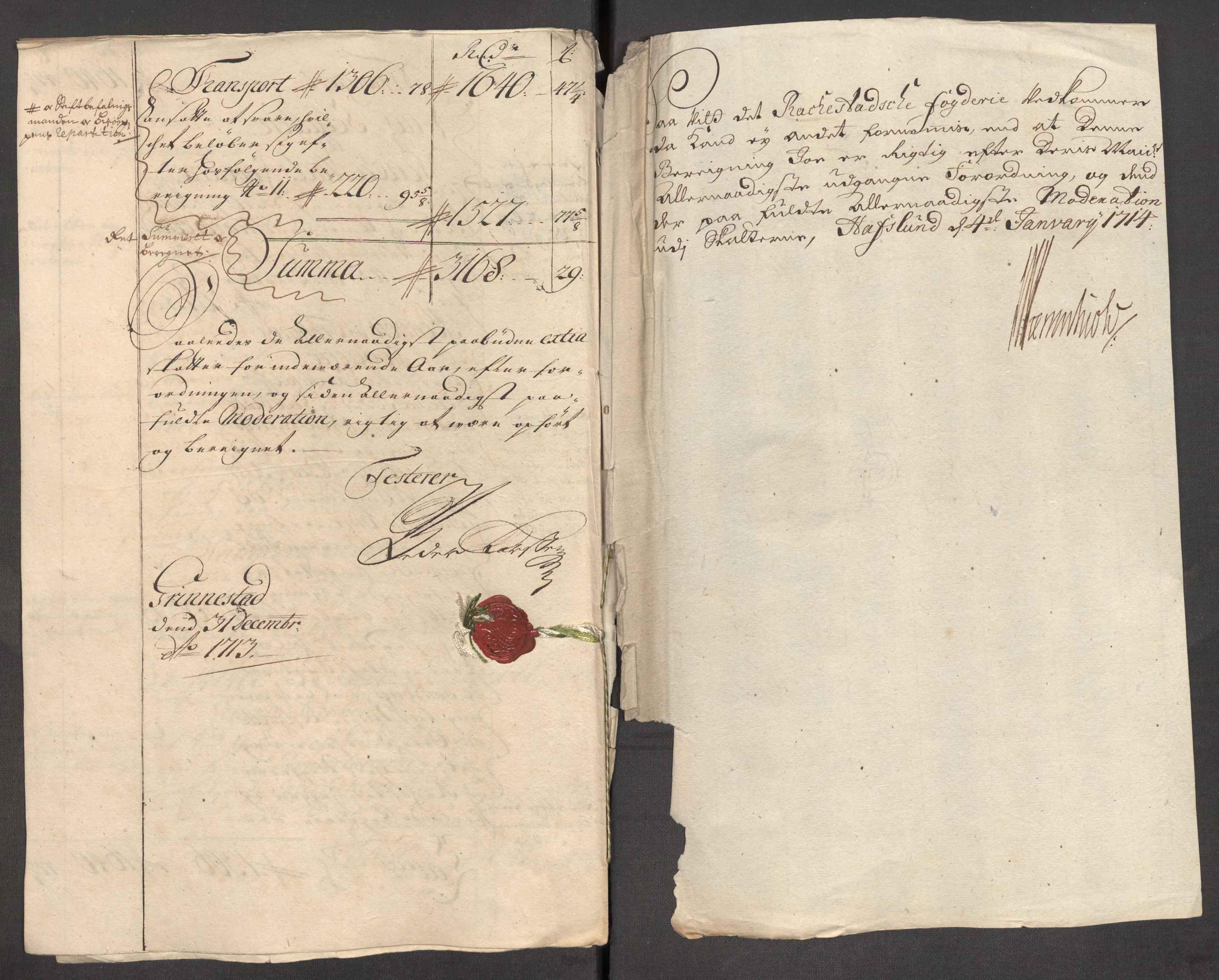 Rentekammeret inntil 1814, Reviderte regnskaper, Fogderegnskap, AV/RA-EA-4092/R07/L0306: Fogderegnskap Rakkestad, Heggen og Frøland, 1713, p. 248