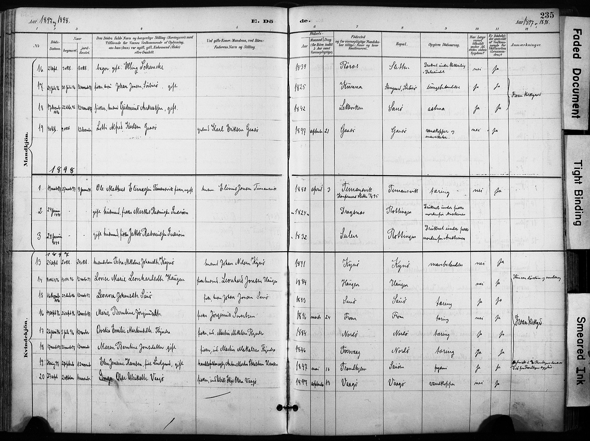 Ministerialprotokoller, klokkerbøker og fødselsregistre - Sør-Trøndelag, AV/SAT-A-1456/640/L0579: Parish register (official) no. 640A04, 1889-1902, p. 235