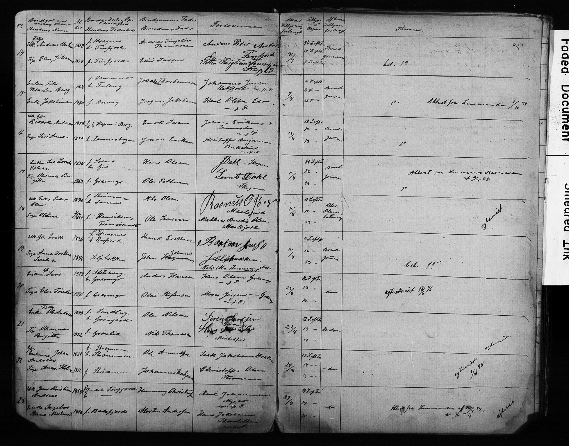 Lenvik sokneprestembete, AV/SATØ-S-1310/I/Ie/L0095: Banns register no. 95, 1868-1890