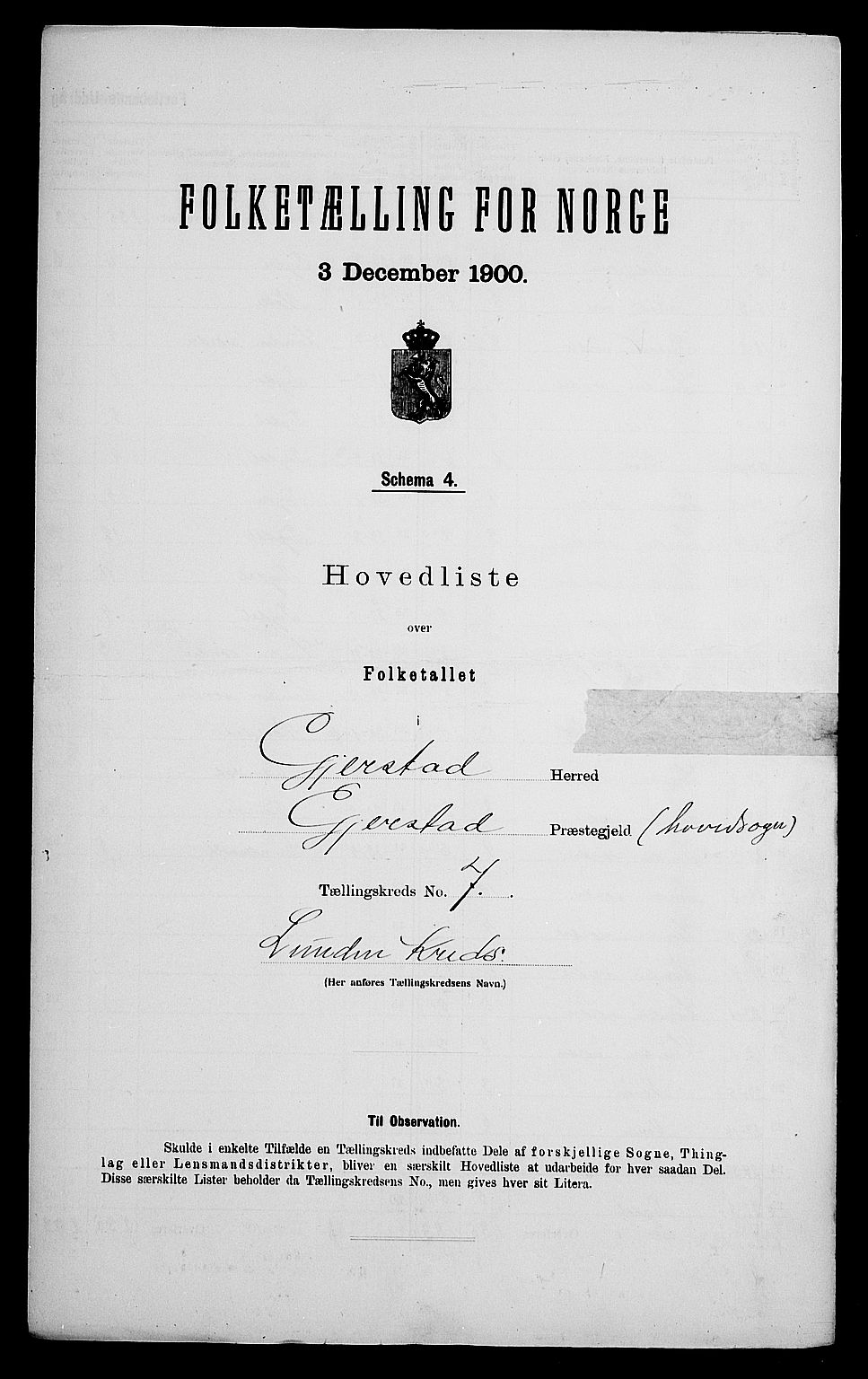 SAK, 1900 census for Gjerstad, 1900, p. 32