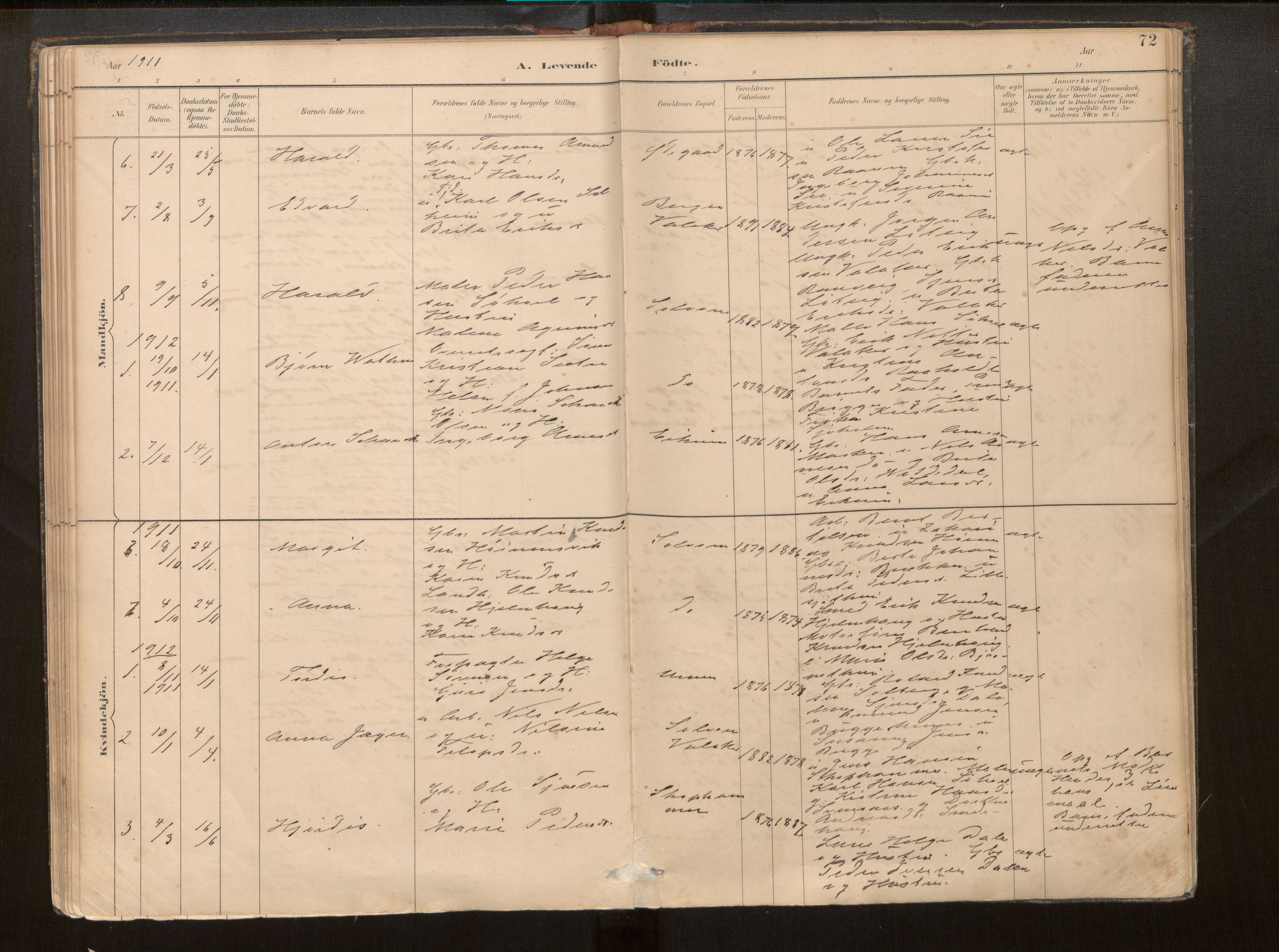 Hafslo sokneprestembete, SAB/A-80301/H/Haa/Haac/L0001: Parish register (official) no. C 1, 1886-1944, p. 72