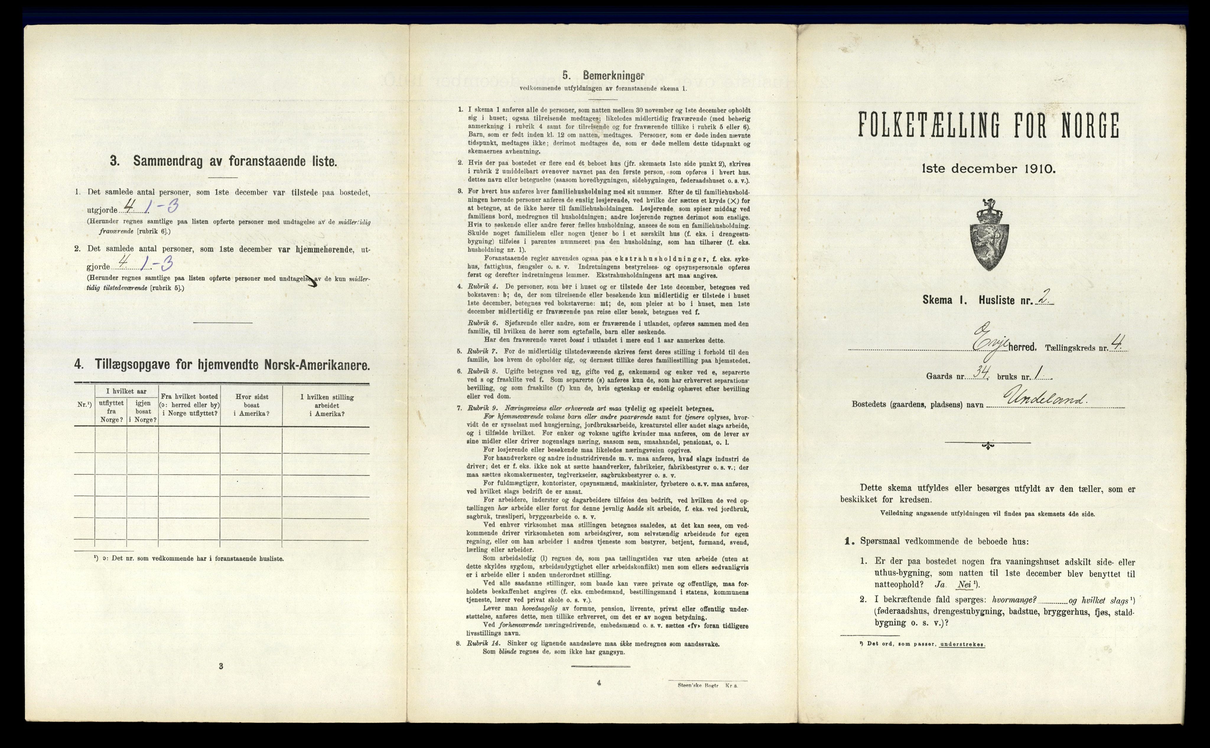 RA, 1910 census for Evje, 1910, p. 154