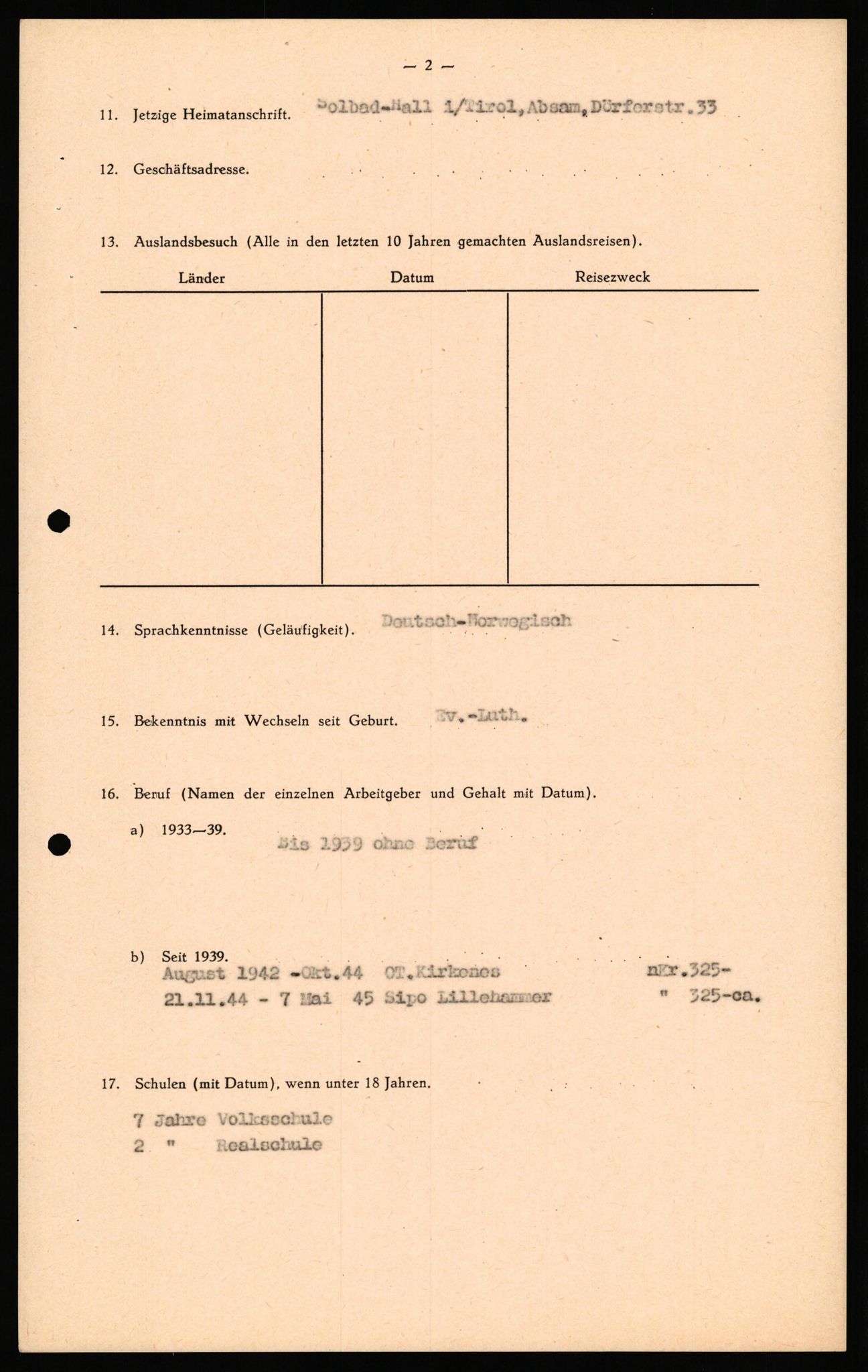 Forsvaret, Forsvarets overkommando II, AV/RA-RAFA-3915/D/Db/L0040: CI Questionaires. Tyske okkupasjonsstyrker i Norge. Østerrikere., 1945-1946, p. 105