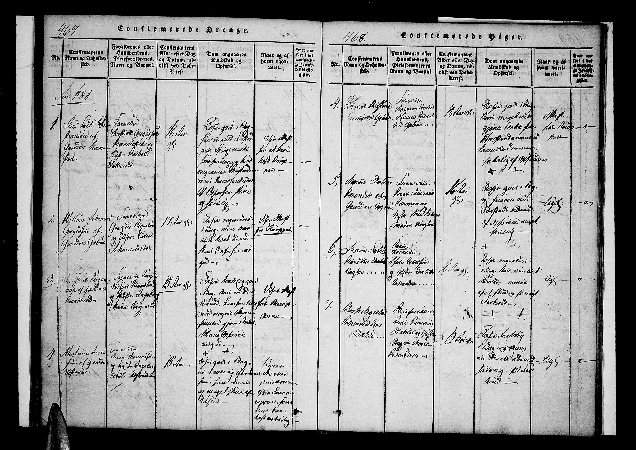 Kvæfjord sokneprestkontor, AV/SATØ-S-1323/G/Ga/Gaa/L0002kirke: Parish register (official) no. 2, 1821-1830, p. 467-468