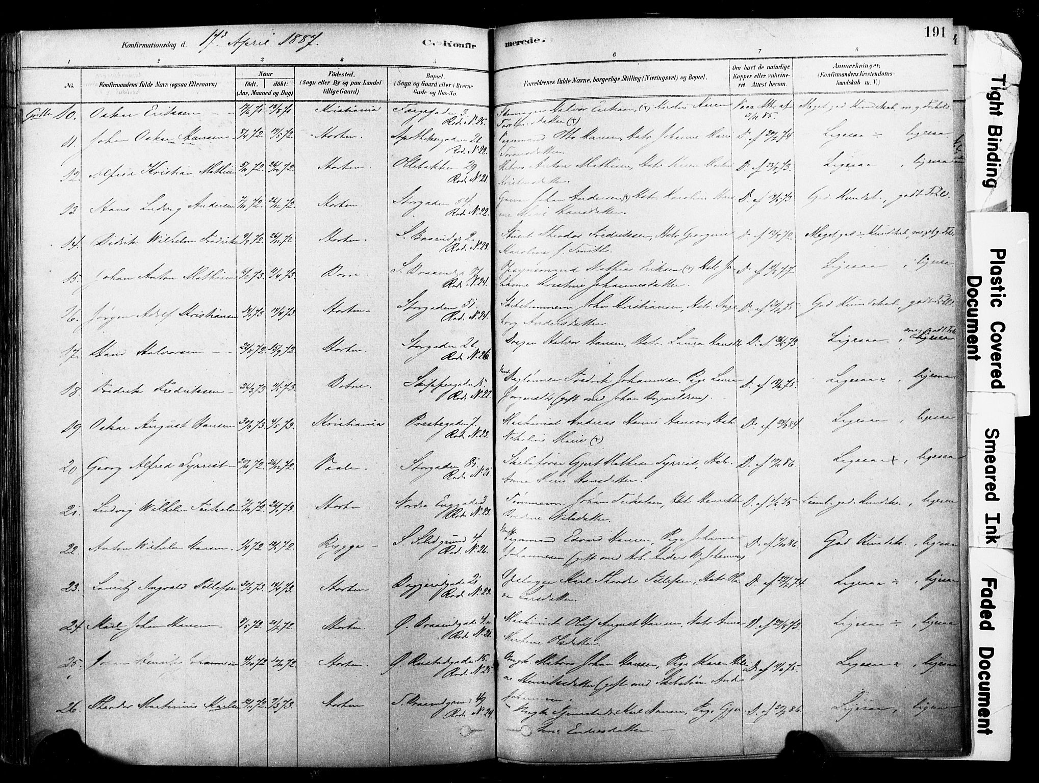 Horten kirkebøker, SAKO/A-348/F/Fa/L0003: Parish register (official) no. 3, 1878-1887, p. 191