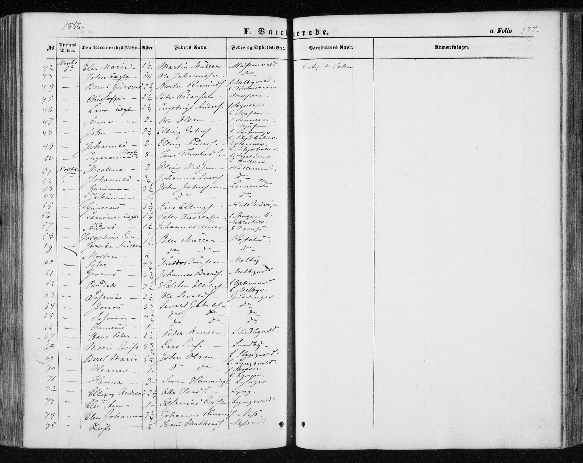Ministerialprotokoller, klokkerbøker og fødselsregistre - Nord-Trøndelag, SAT/A-1458/723/L0240: Parish register (official) no. 723A09, 1852-1860, p. 387