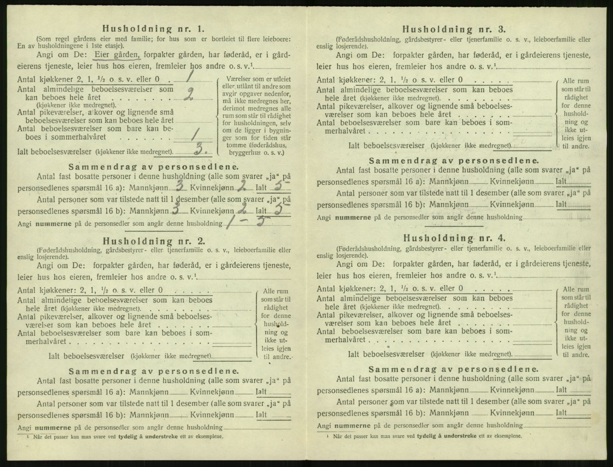 SAT, 1920 census for Sunnylven, 1920, p. 449